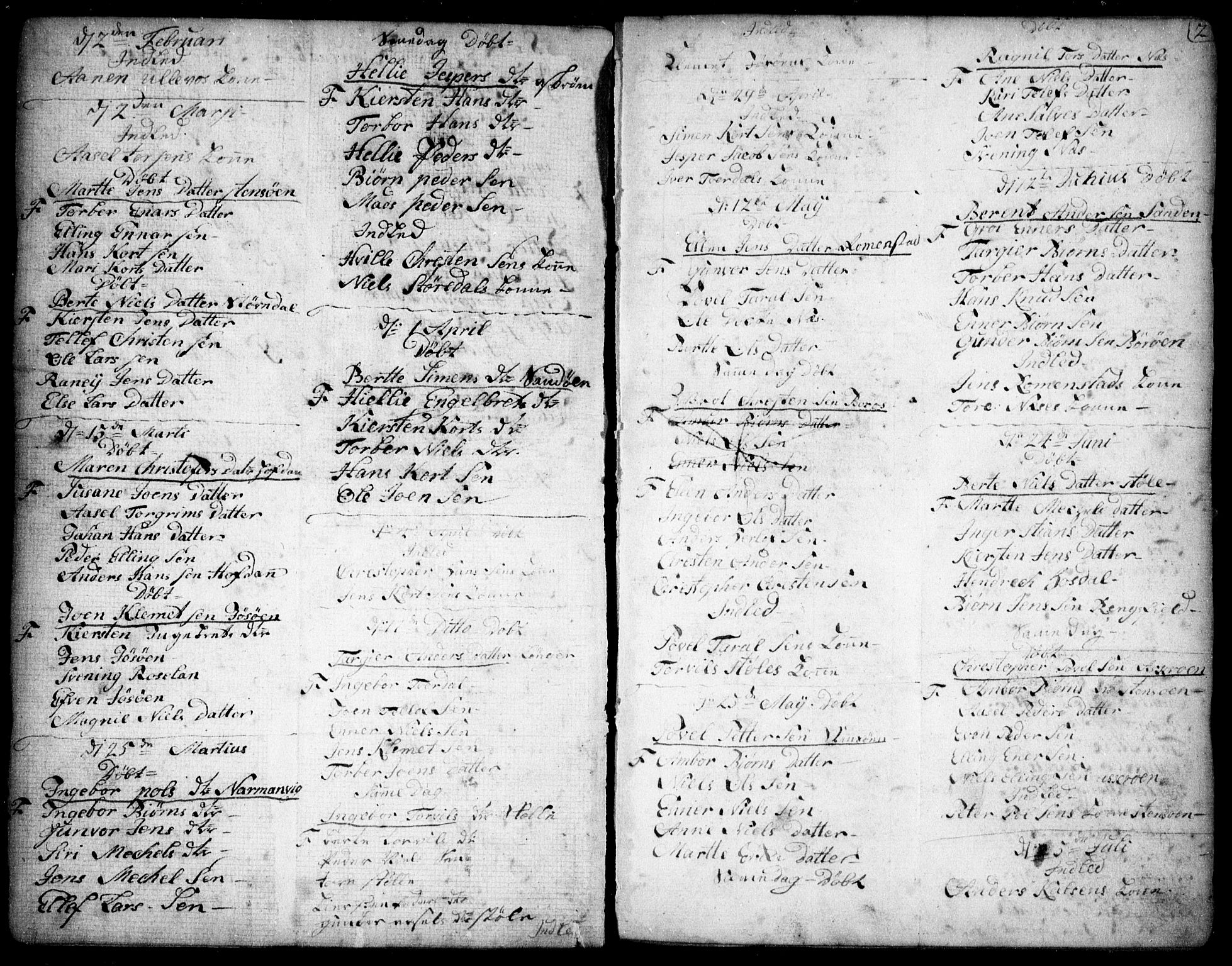 Dypvåg sokneprestkontor, AV/SAK-1111-0007/F/Fb/Fba/L0007: Parish register (copy) no. B 7, 1762-1810, p. 2
