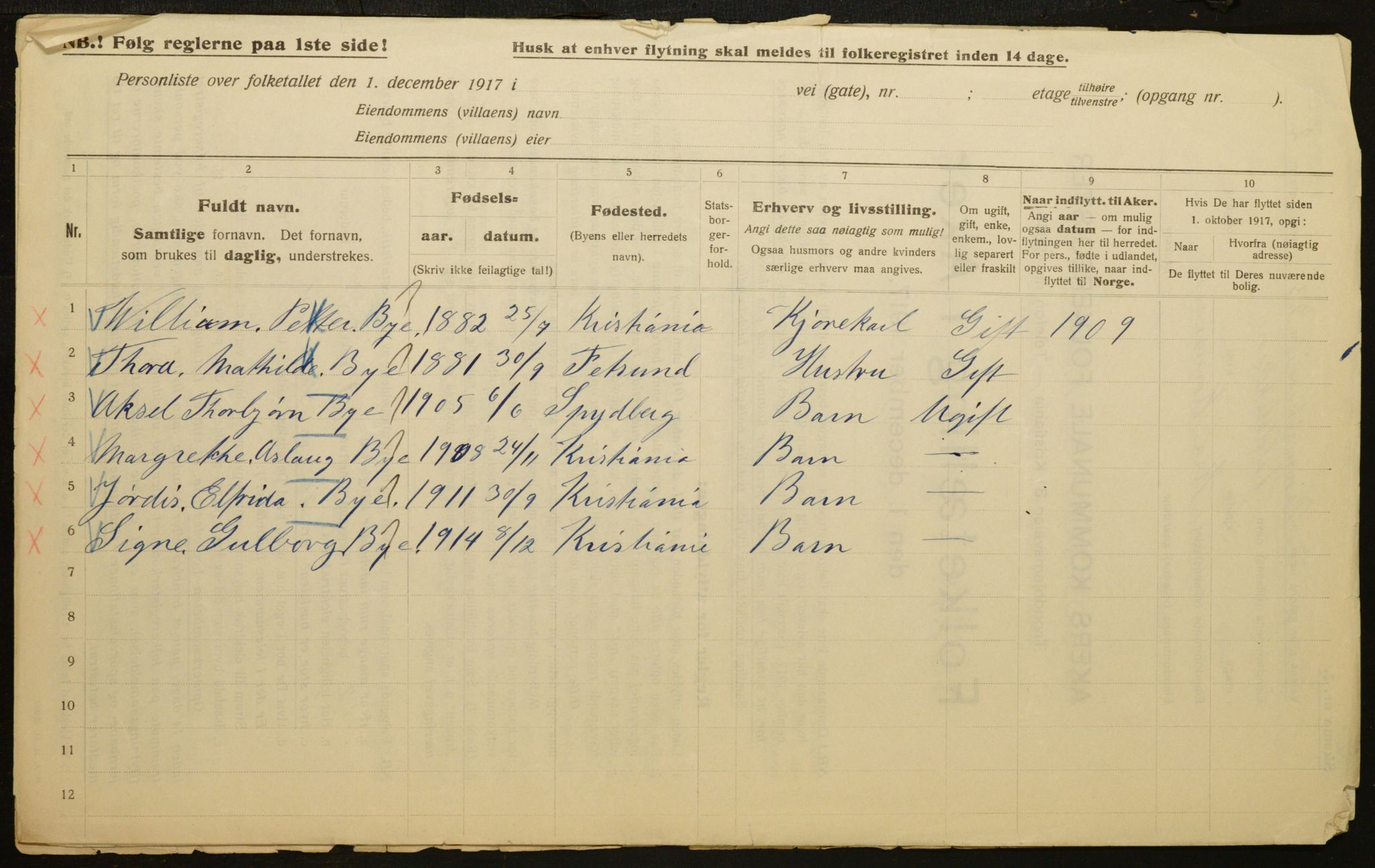 OBA, Municipal Census 1917 for Aker, 1917, p. 11684