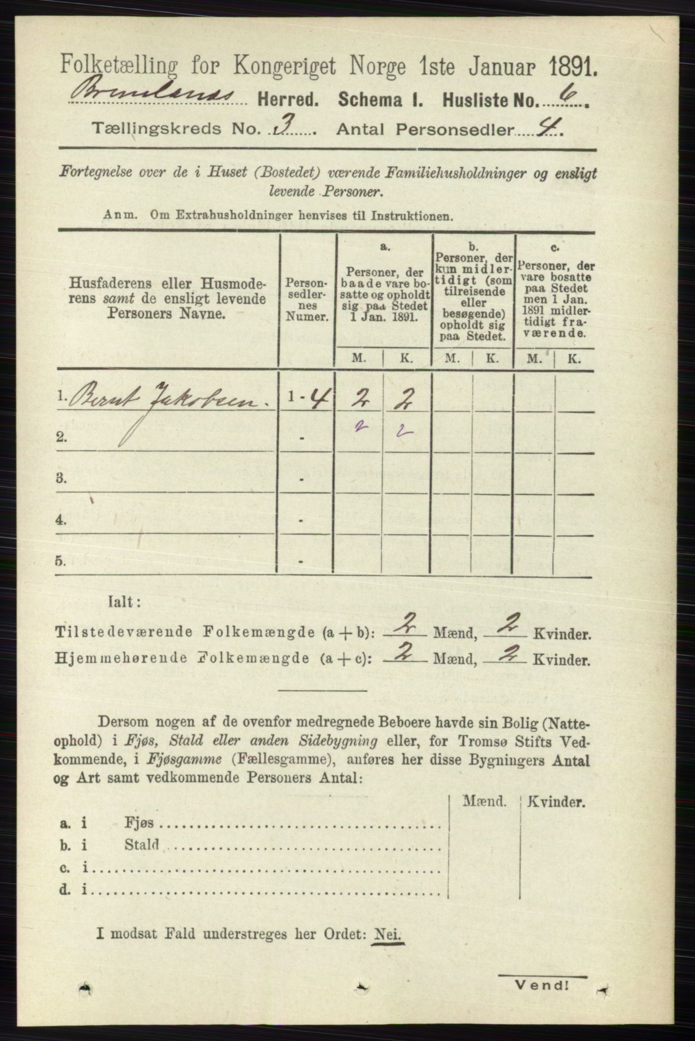 RA, 1891 census for 0726 Brunlanes, 1891, p. 1282