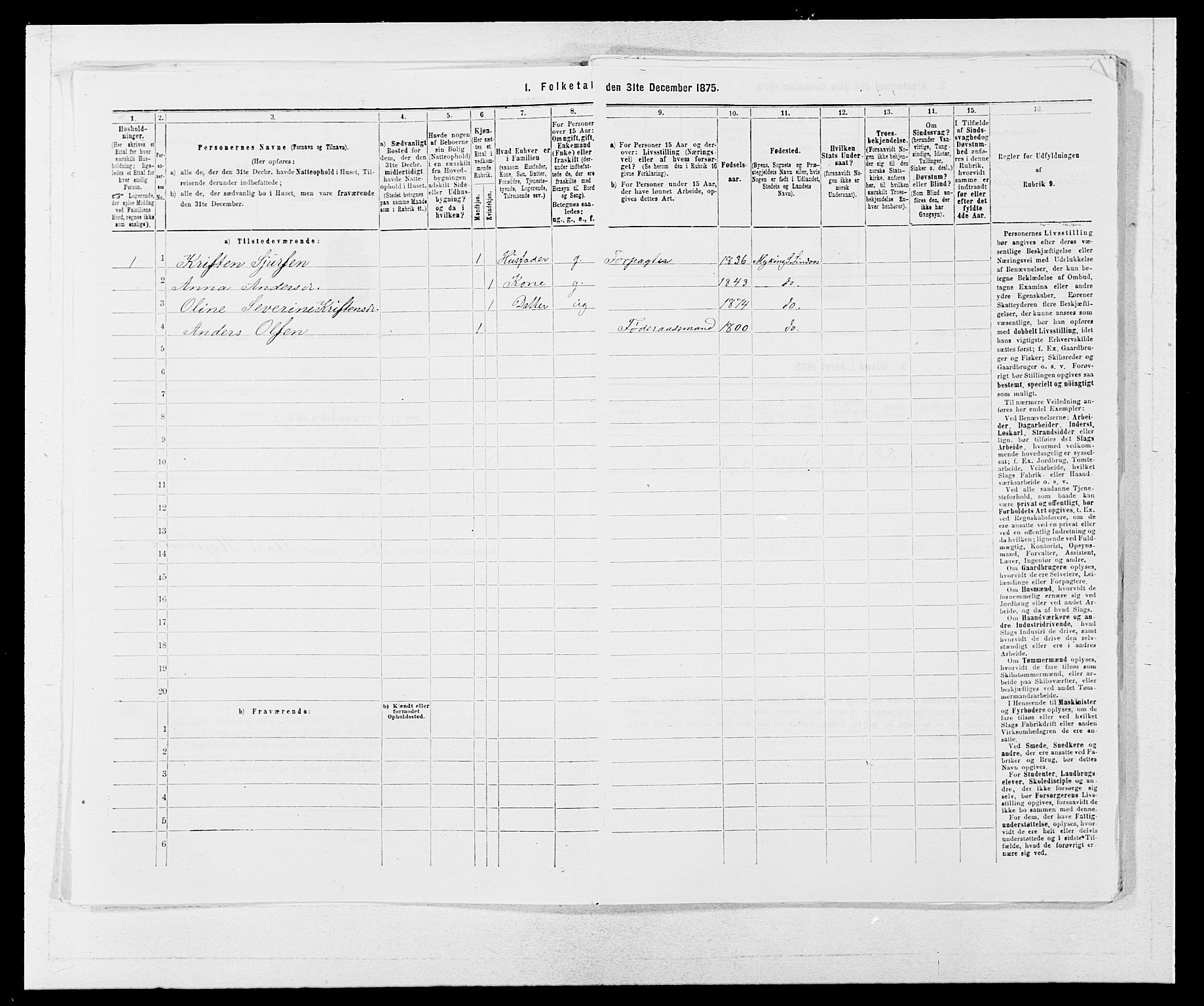 SAB, 1875 census for 1263P Lindås, 1875, p. 2200