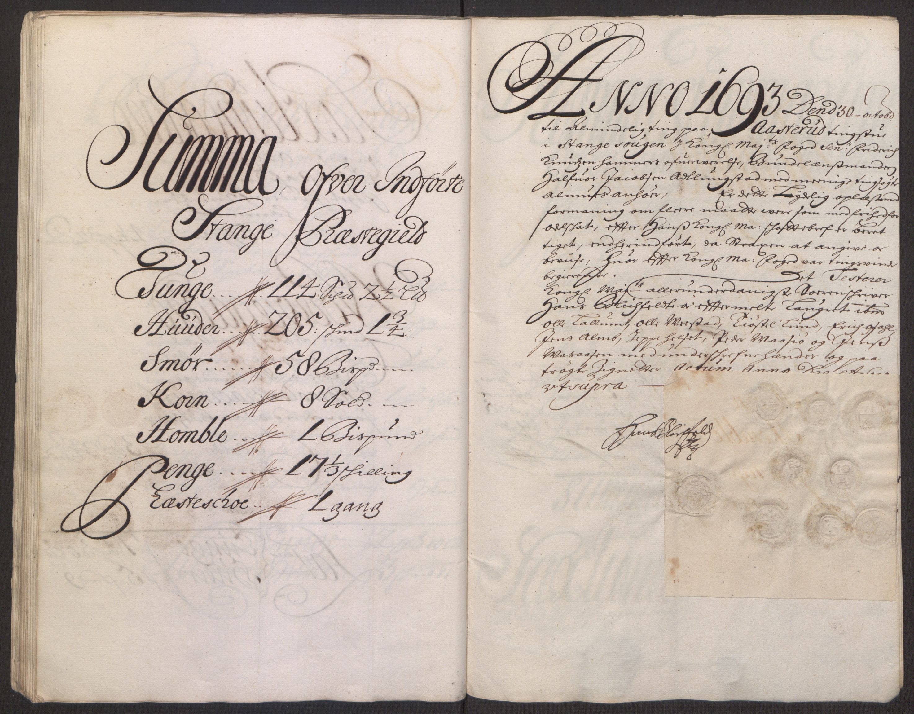 Rentekammeret inntil 1814, Reviderte regnskaper, Fogderegnskap, AV/RA-EA-4092/R16/L1034: Fogderegnskap Hedmark, 1693, p. 209