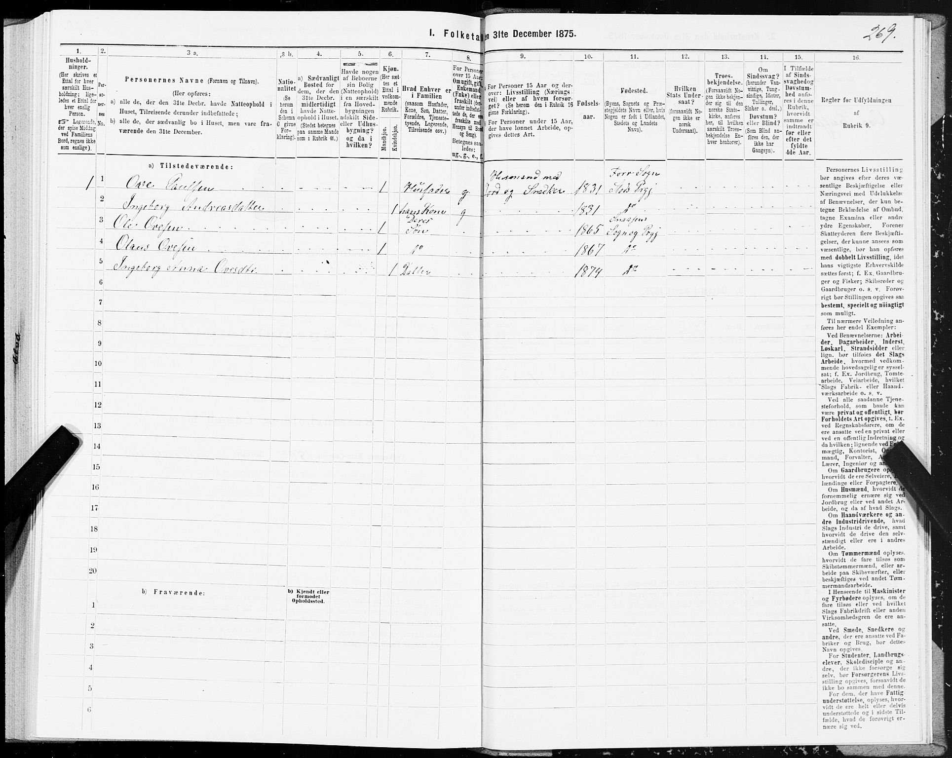 SAT, 1875 census for 1736P Snåsa, 1875, p. 3269