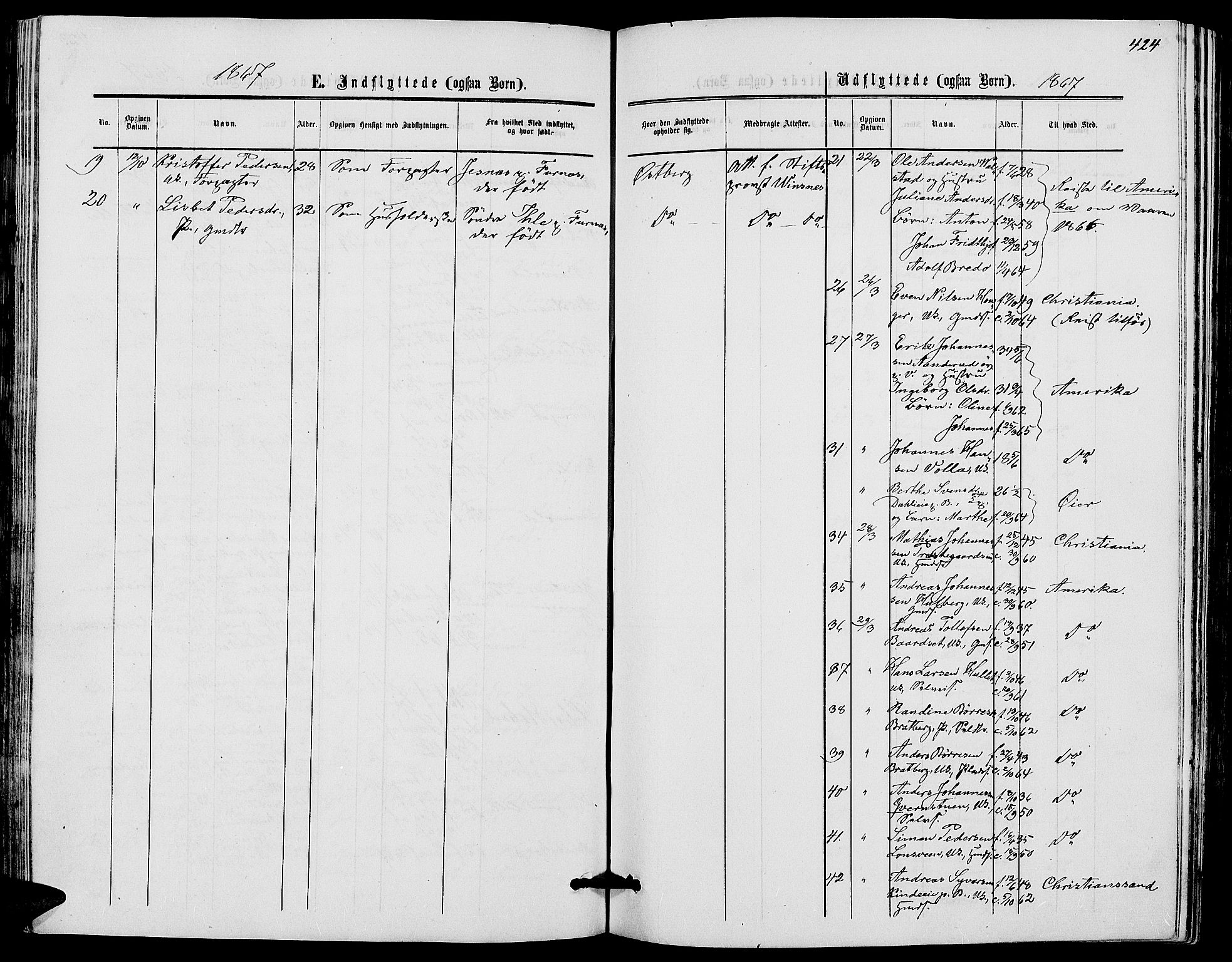 Ringsaker prestekontor, AV/SAH-PREST-014/L/La/L0007: Parish register (copy) no. 7, 1861-1869, p. 424