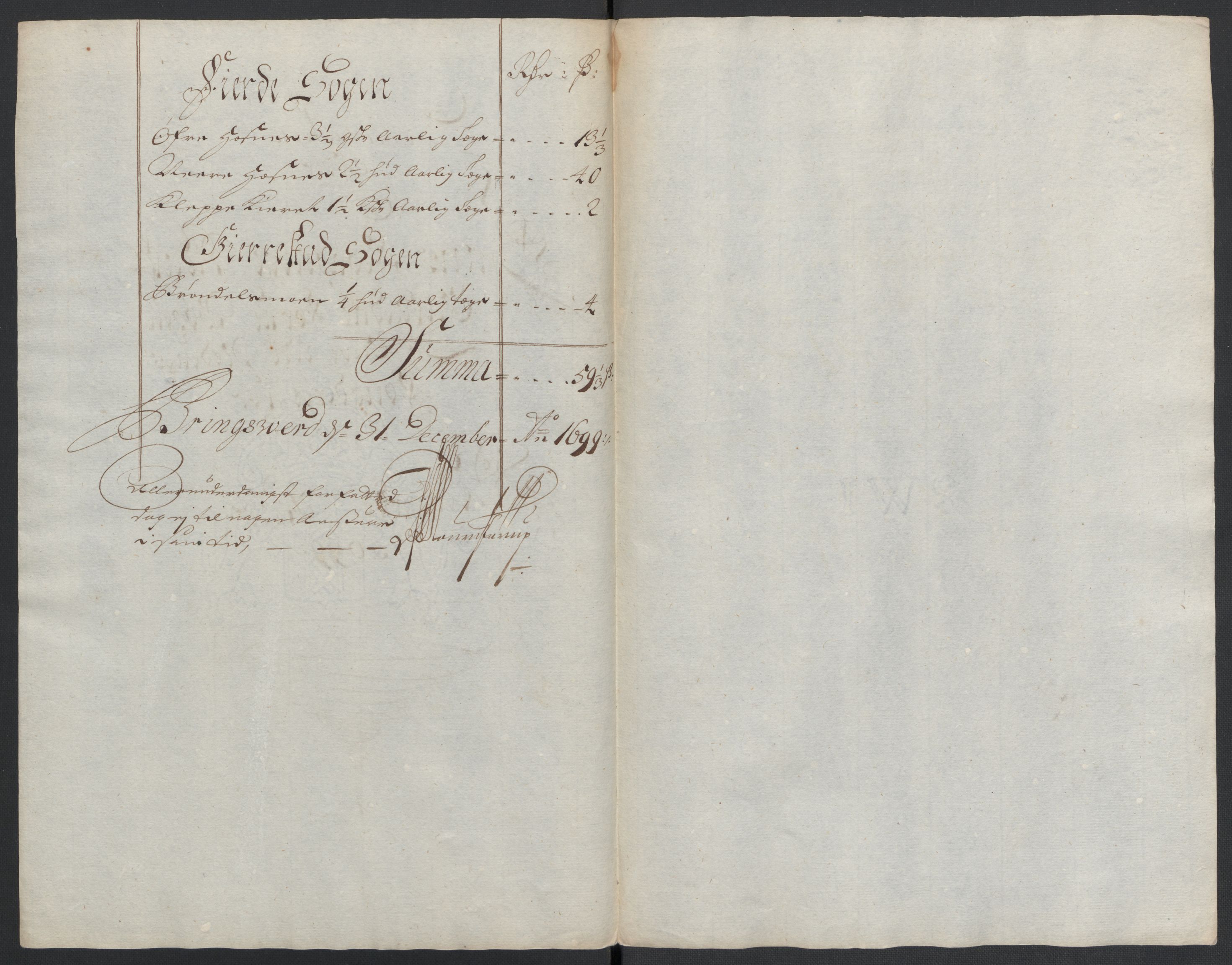 Rentekammeret inntil 1814, Reviderte regnskaper, Fogderegnskap, AV/RA-EA-4092/R39/L2314: Fogderegnskap Nedenes, 1698-1699, p. 252