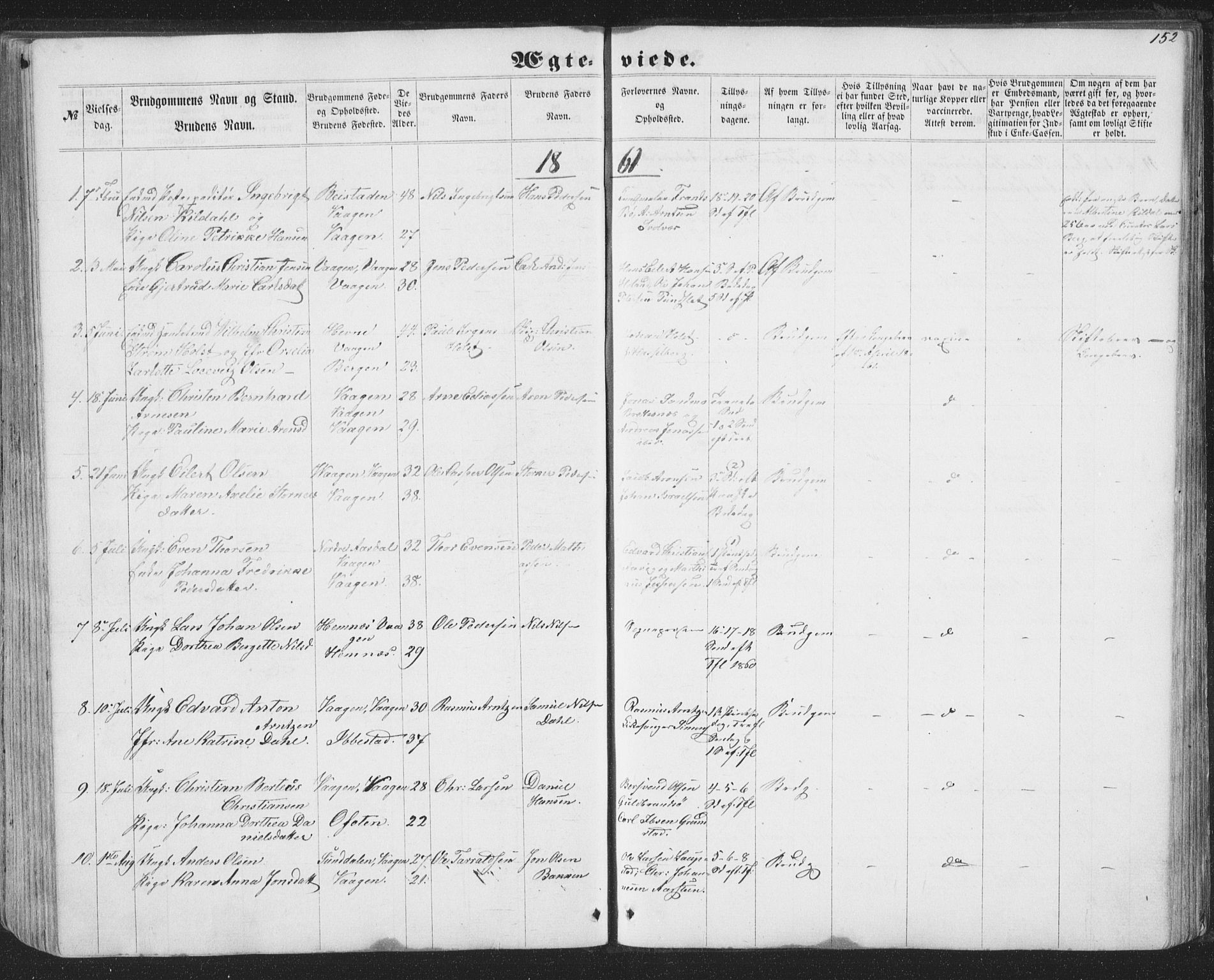 Ministerialprotokoller, klokkerbøker og fødselsregistre - Nordland, SAT/A-1459/874/L1073: Parish register (copy) no. 874C02, 1860-1870, p. 152