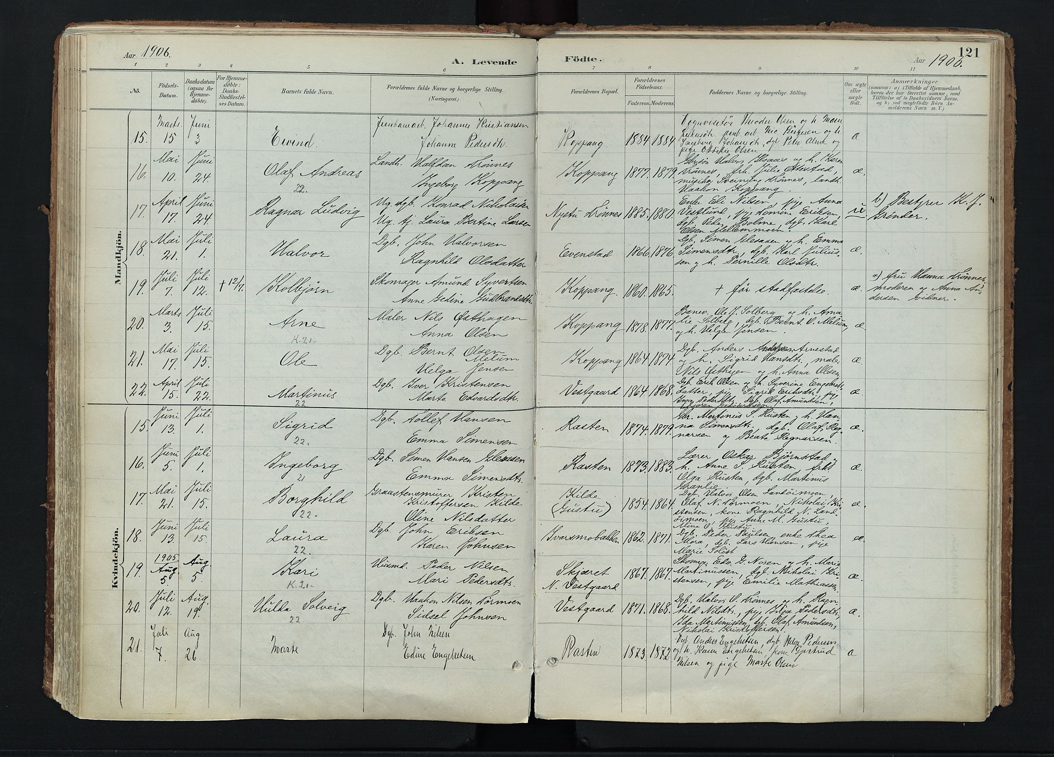 Stor-Elvdal prestekontor, AV/SAH-PREST-052/H/Ha/Haa/L0004: Parish register (official) no. 4, 1890-1922, p. 121