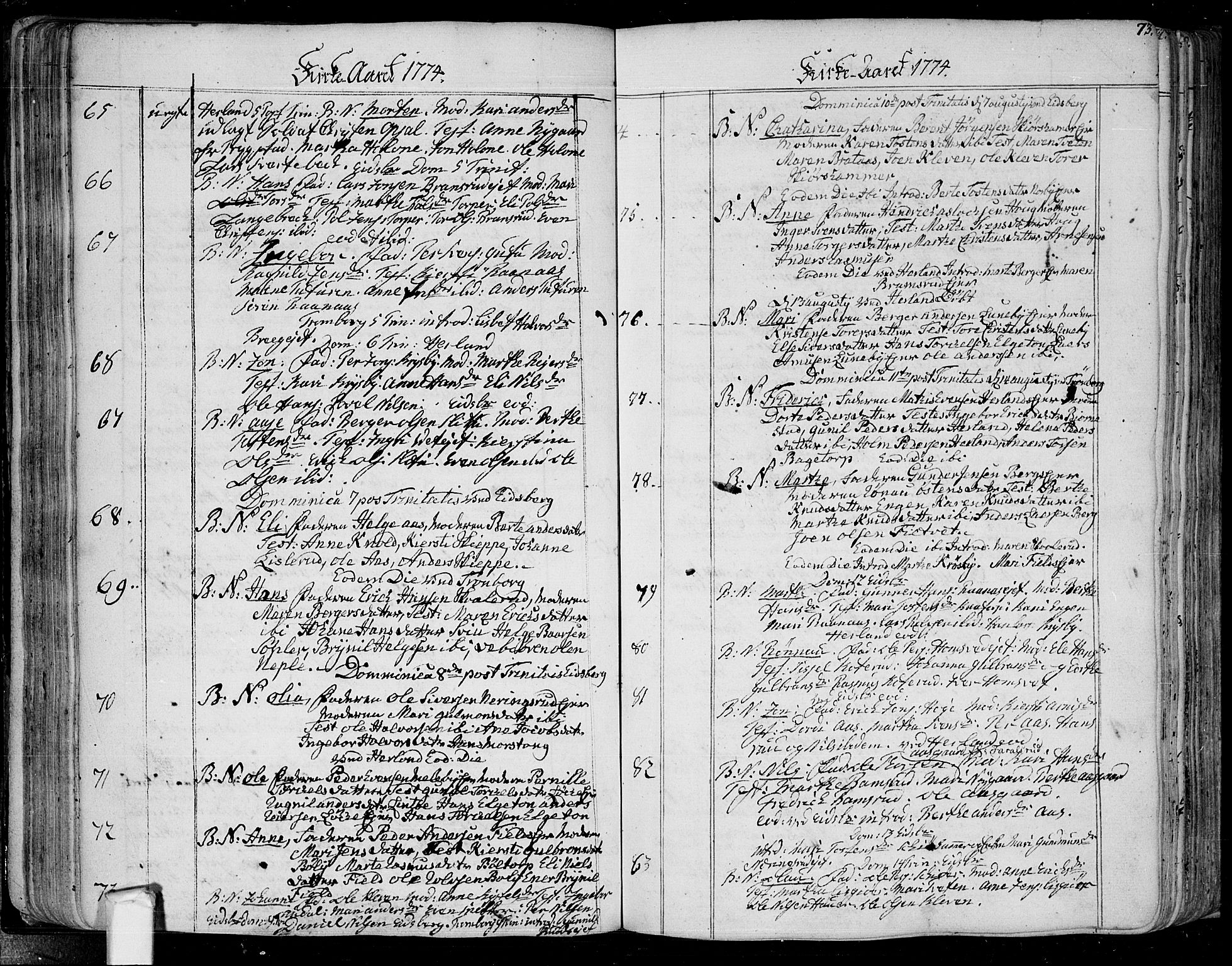 Eidsberg prestekontor Kirkebøker, SAO/A-10905/F/Fa/L0004: Parish register (official) no. I 4, 1759-1788, p. 73