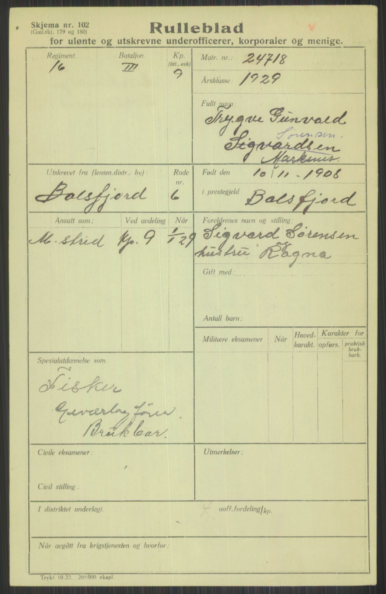 Forsvaret, Troms infanteriregiment nr. 16, AV/RA-RAFA-3146/P/Pa/L0013/0004: Rulleblad / Rulleblad for regimentets menige mannskaper, årsklasse 1929, 1929, p. 1253