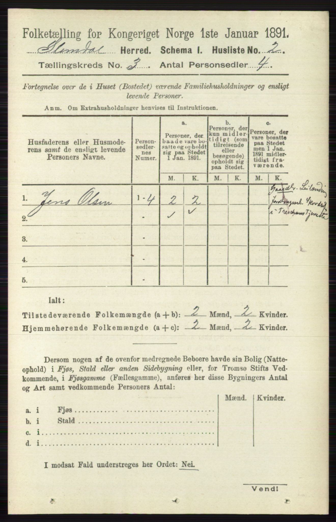 RA, 1891 census for 0811 Slemdal, 1891, p. 706