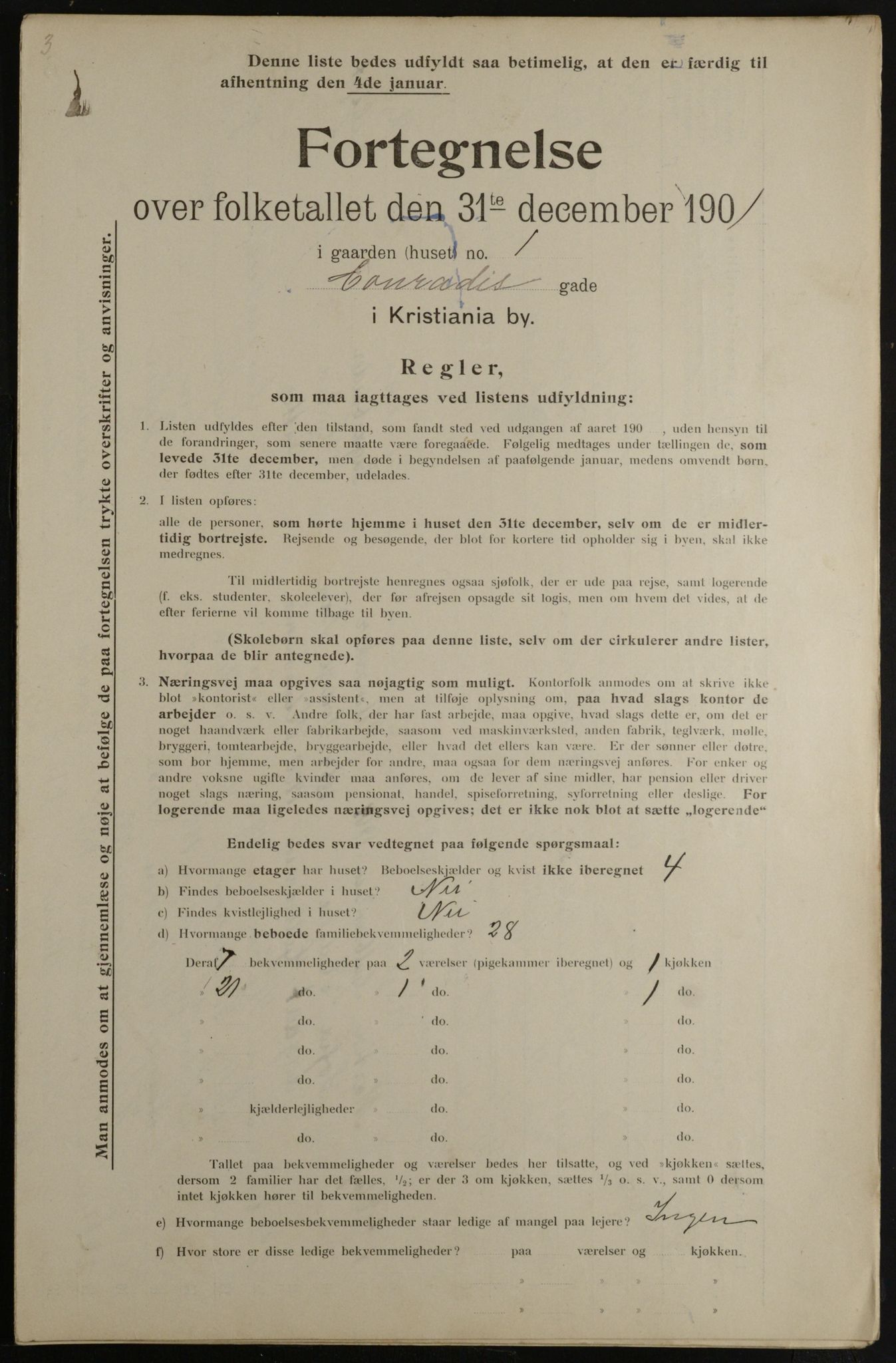 OBA, Municipal Census 1901 for Kristiania, 1901, p. 2164