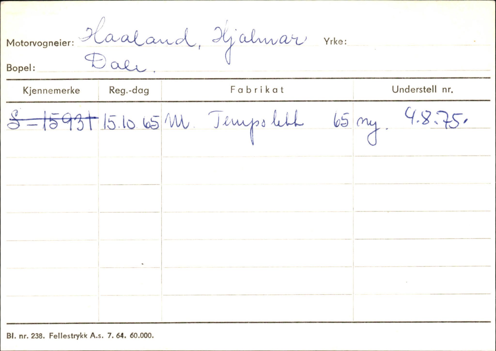 Statens vegvesen, Sogn og Fjordane vegkontor, SAB/A-5301/4/F/L0125: Eigarregister Sogndal V-Å. Aurland A-Å. Fjaler A-N, 1945-1975, p. 2185