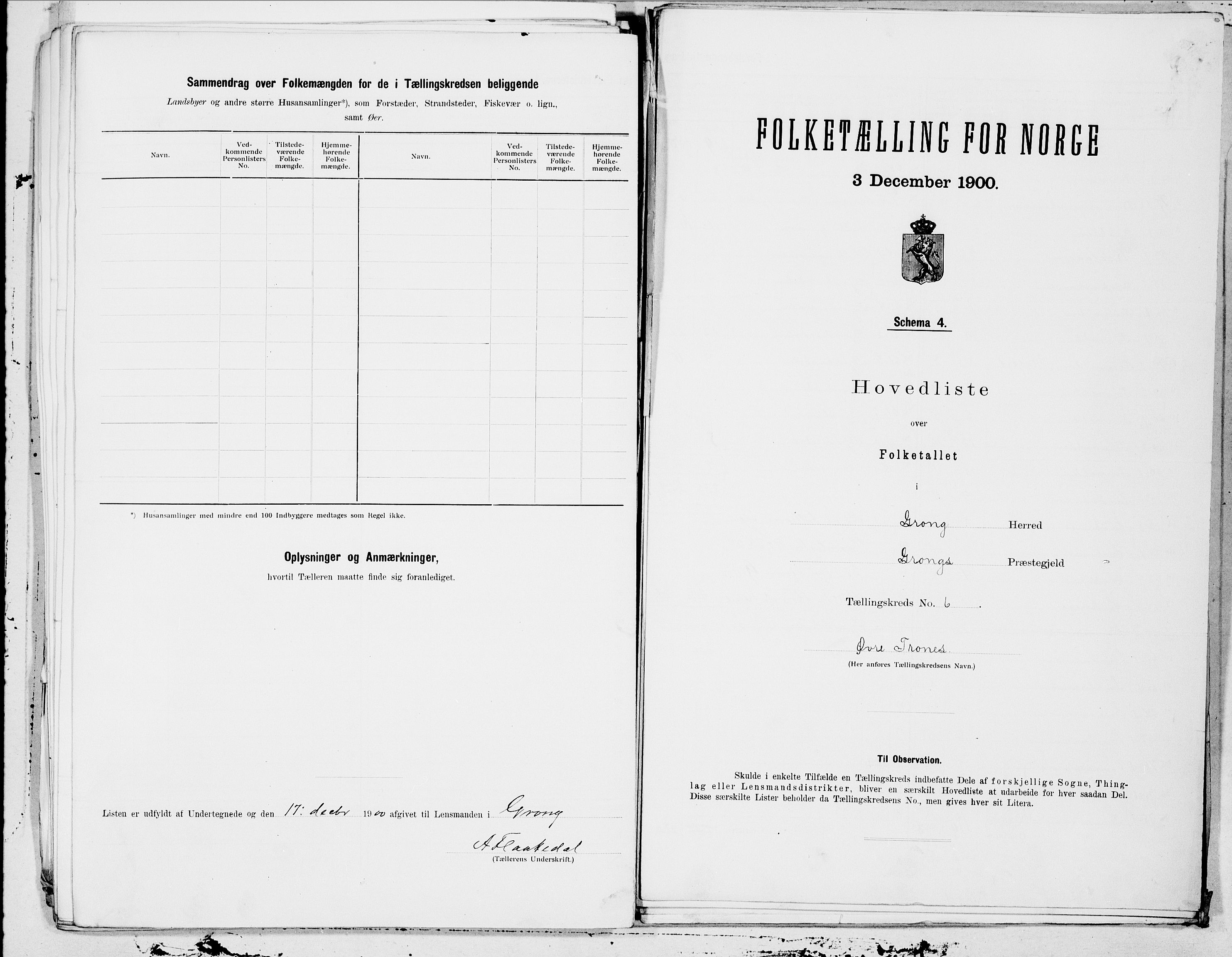 SAT, 1900 census for Grong, 1900, p. 15