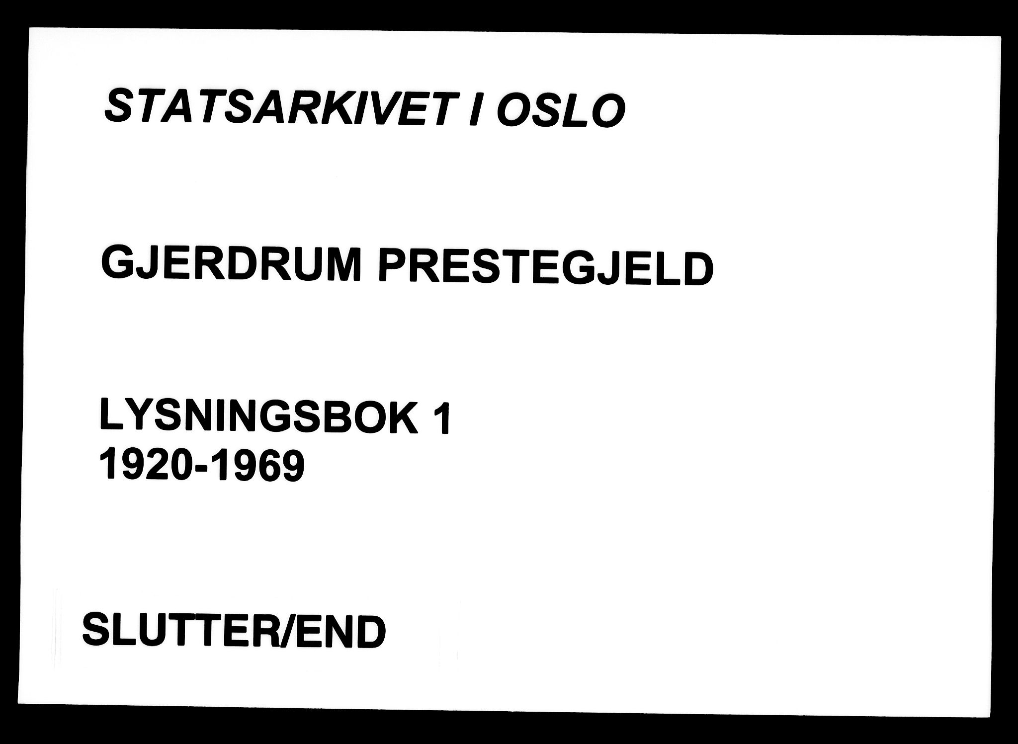 Gjerdrum prestekontor Kirkebøker, AV/SAO-A-10412b/H/Ha/L0001: Banns register no. 1, 1920-1969