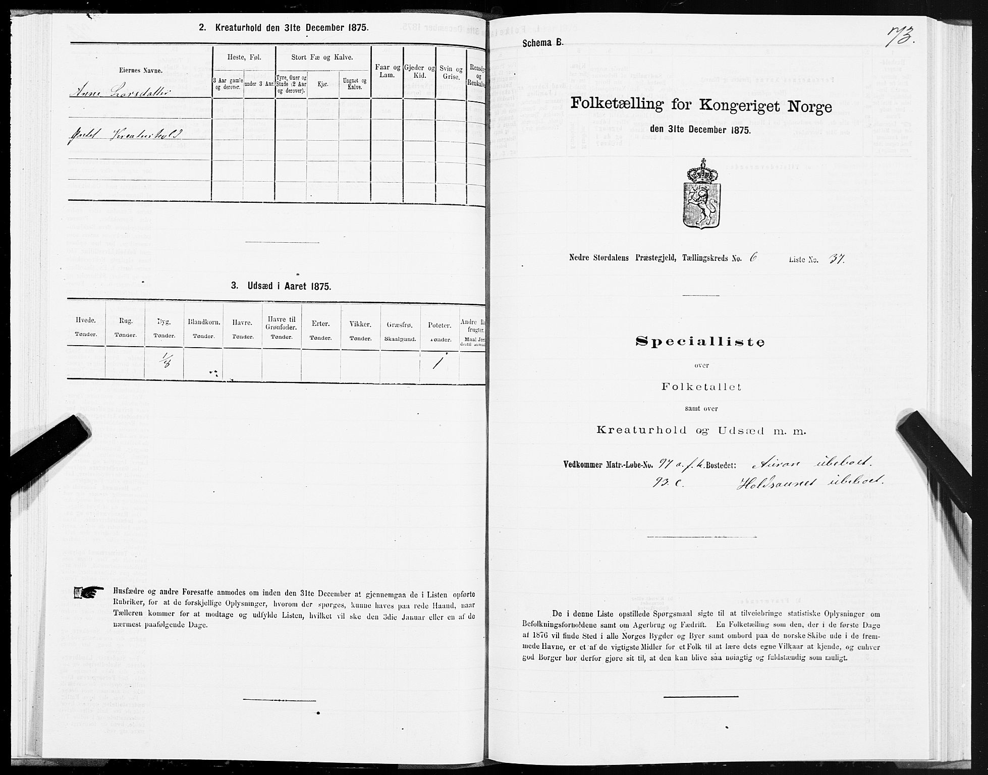 SAT, 1875 census for 1714P Nedre Stjørdal, 1875, p. 3073
