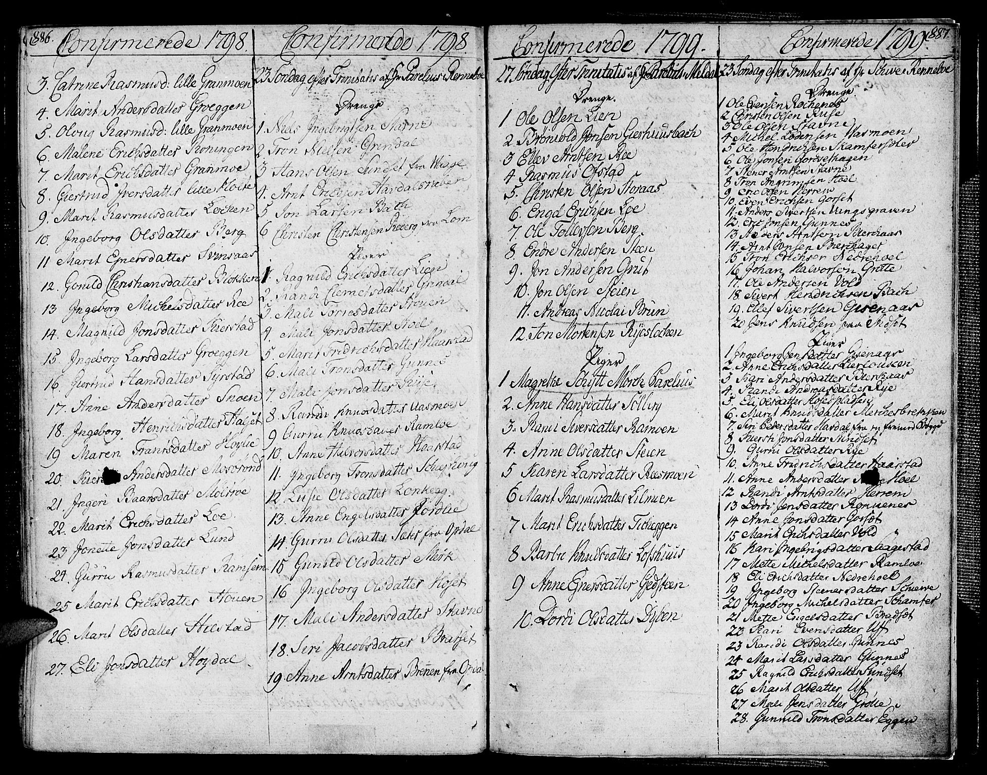 Ministerialprotokoller, klokkerbøker og fødselsregistre - Sør-Trøndelag, SAT/A-1456/672/L0852: Parish register (official) no. 672A05, 1776-1815, p. 886-887