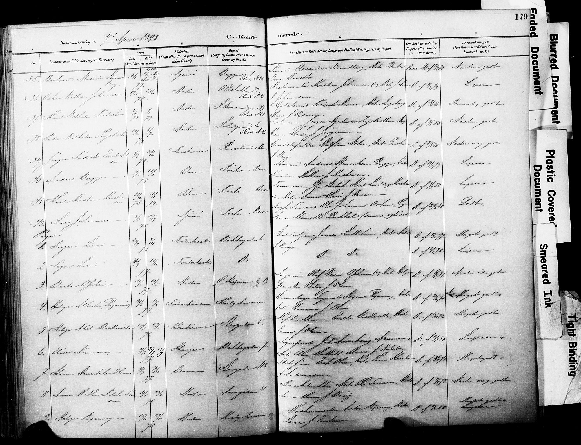 Horten kirkebøker, SAKO/A-348/F/Fa/L0004: Parish register (official) no. 4, 1888-1895, p. 179