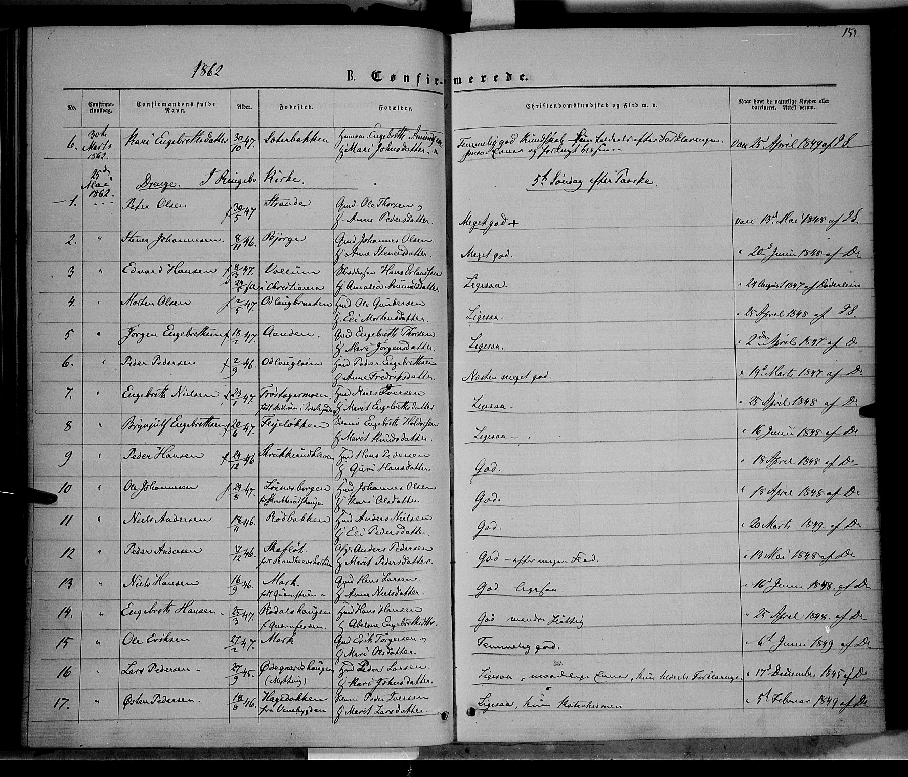 Ringebu prestekontor, AV/SAH-PREST-082/H/Ha/Haa/L0007: Parish register (official) no. 7, 1860-1877, p. 151