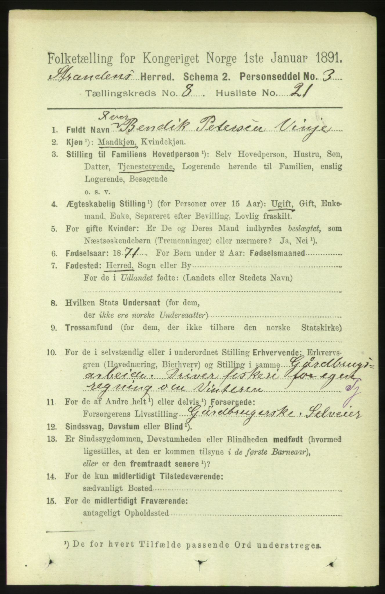 RA, 1891 census for 1525 Stranda, 1891, p. 1921