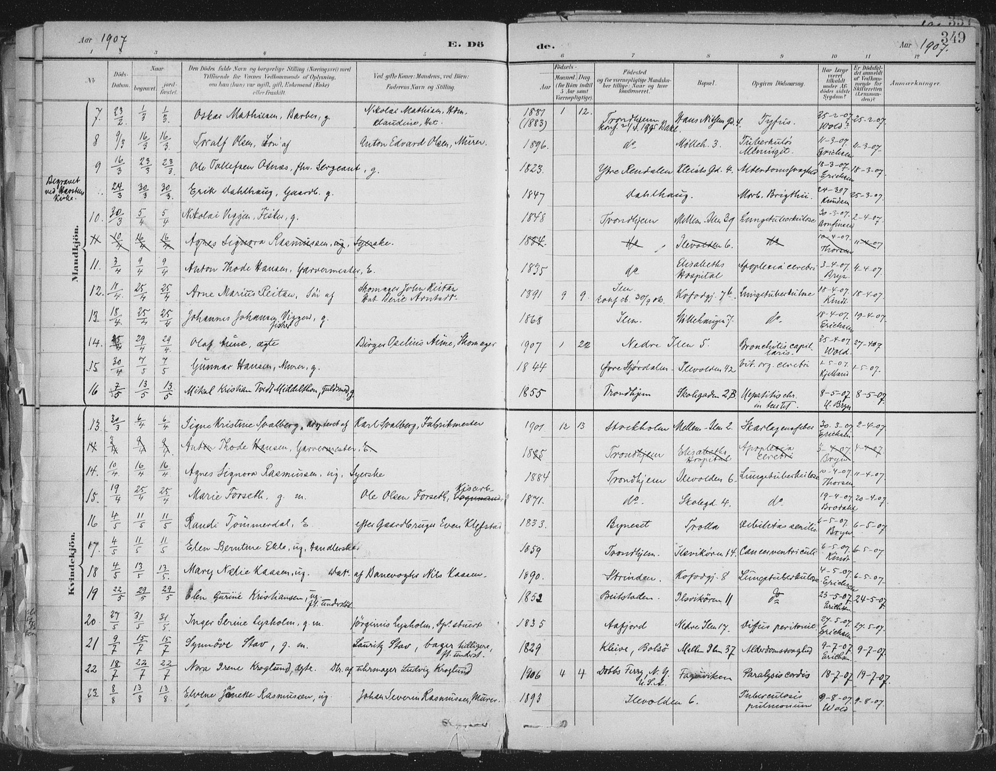 Ministerialprotokoller, klokkerbøker og fødselsregistre - Sør-Trøndelag, SAT/A-1456/603/L0167: Parish register (official) no. 603A06, 1896-1932, p. 349