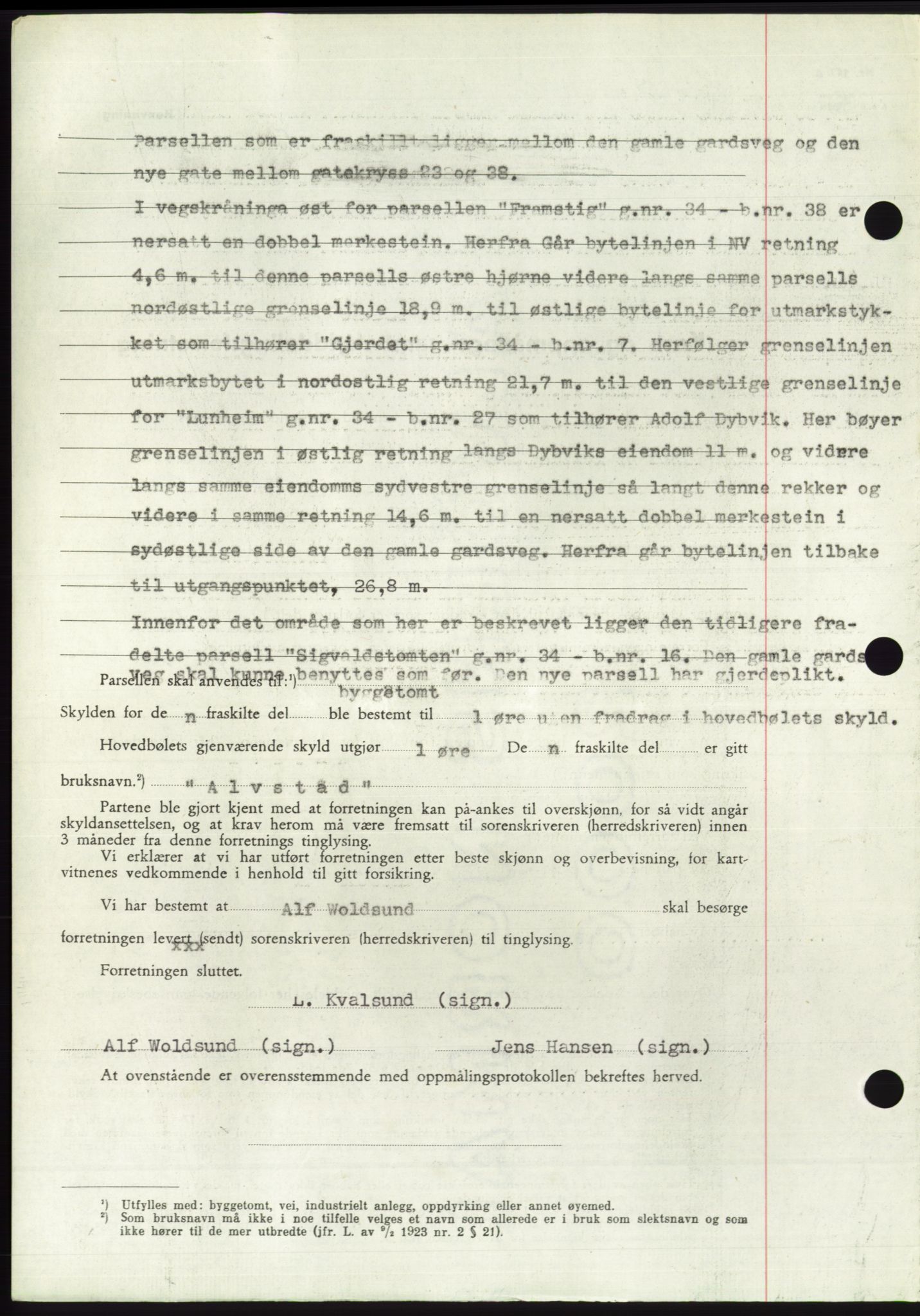 Søre Sunnmøre sorenskriveri, AV/SAT-A-4122/1/2/2C/L0085: Mortgage book no. 11A, 1949-1949, Diary no: : 1975/1949