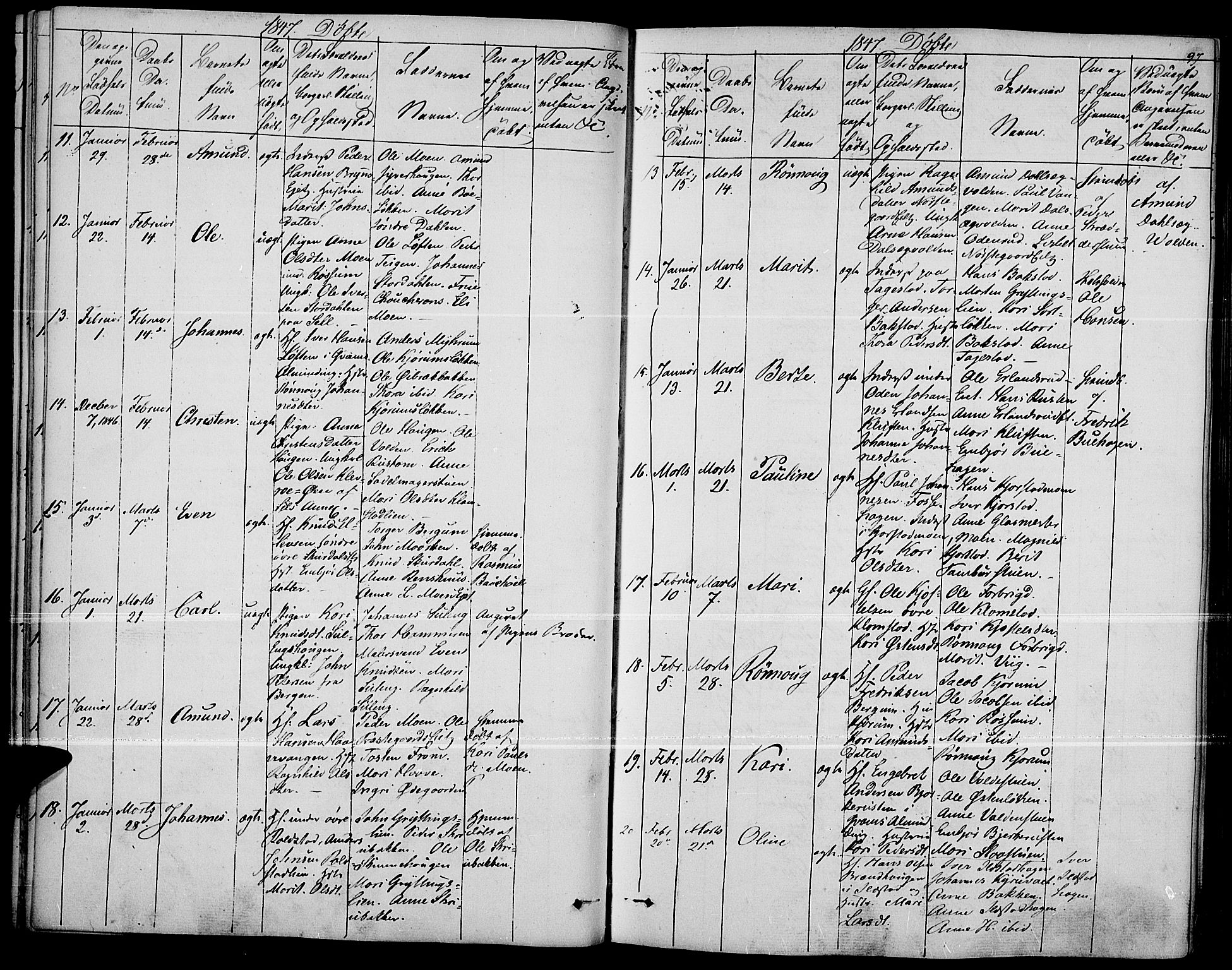 Fron prestekontor, AV/SAH-PREST-078/H/Ha/Haa/L0004: Parish register (official) no. 4, 1839-1848, p. 97