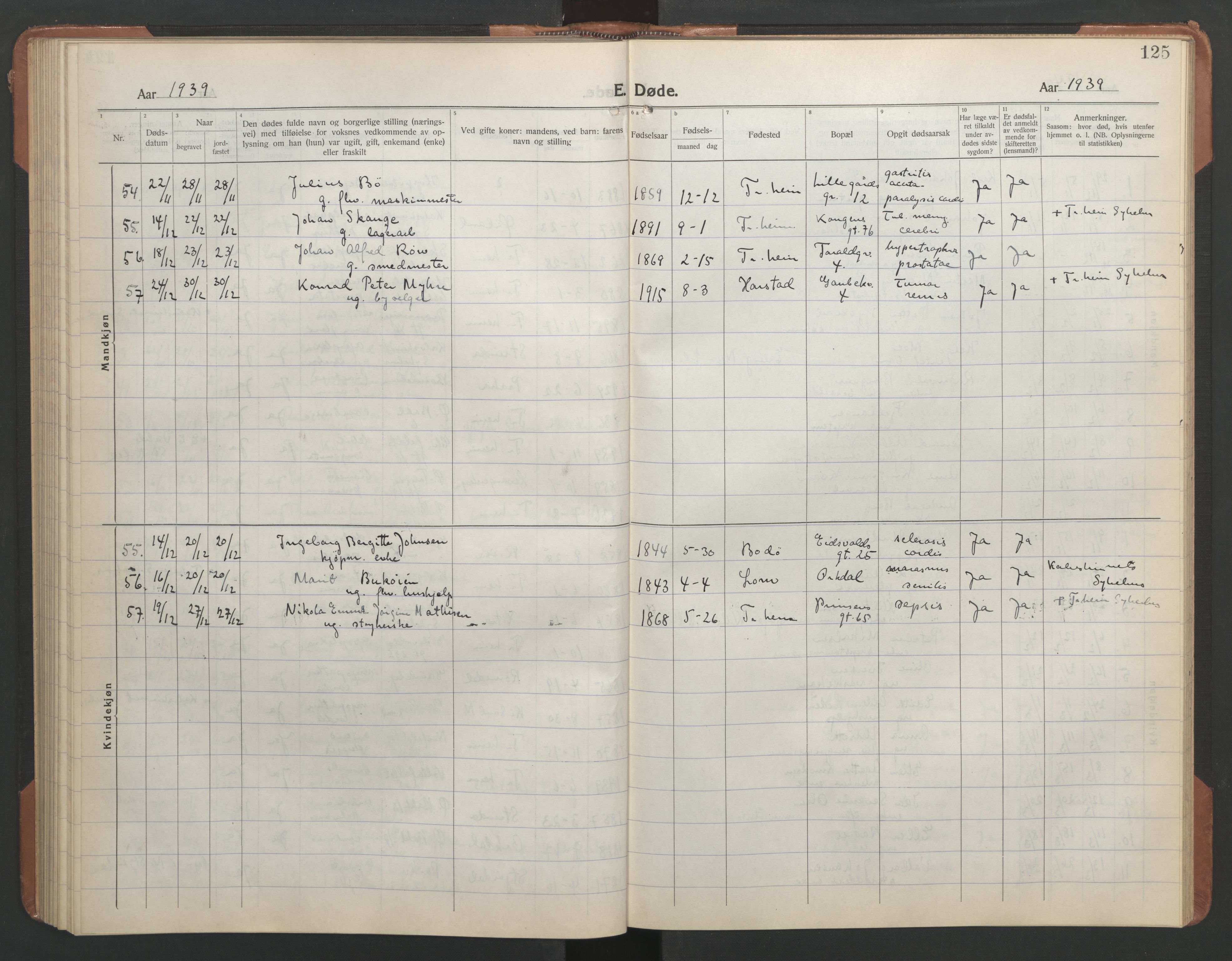 Ministerialprotokoller, klokkerbøker og fødselsregistre - Sør-Trøndelag, SAT/A-1456/602/L0150: Parish register (copy) no. 602C18, 1922-1949, p. 125