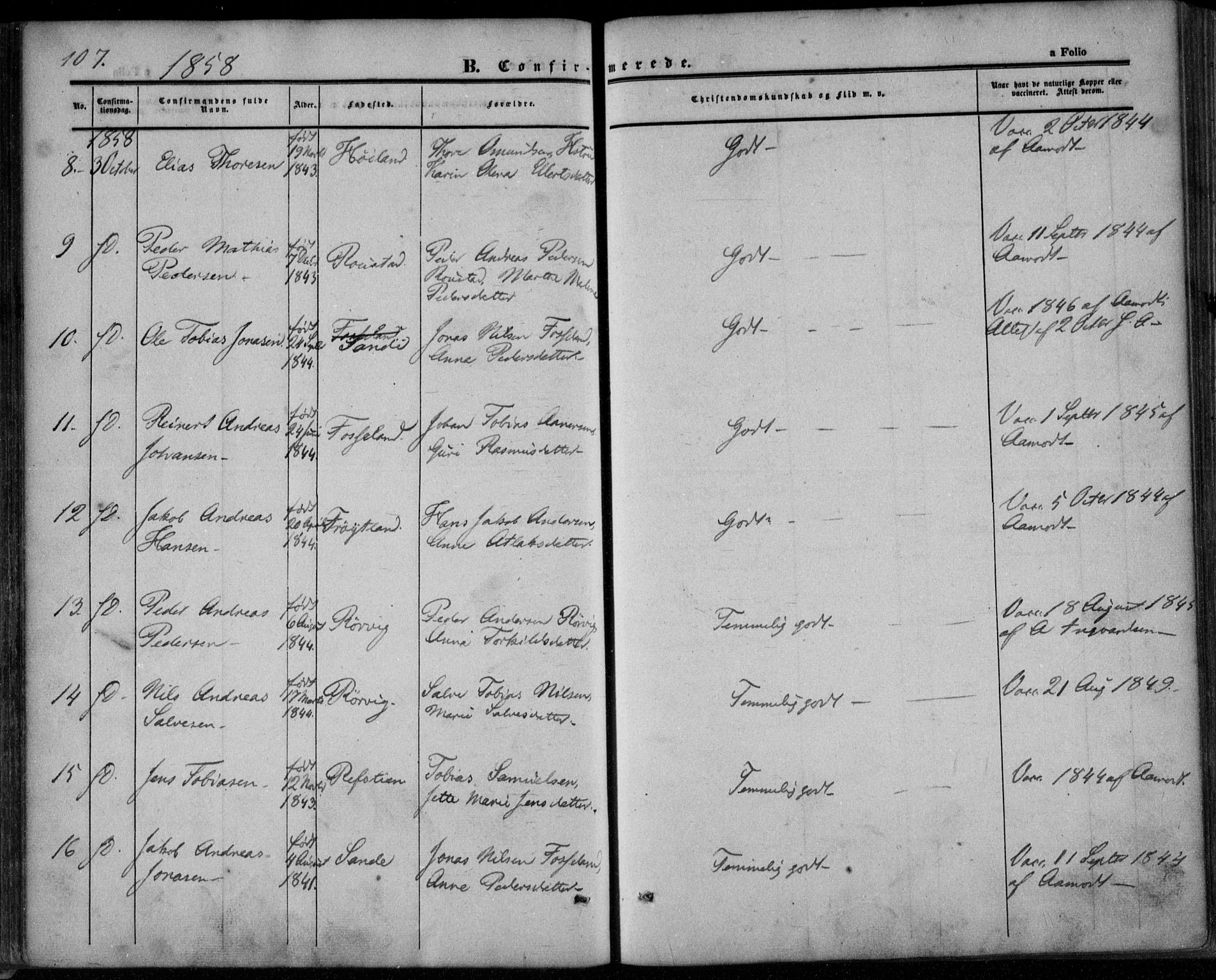 Kvinesdal sokneprestkontor, SAK/1111-0026/F/Fa/Faa/L0002: Parish register (official) no. A 2, 1850-1876, p. 107
