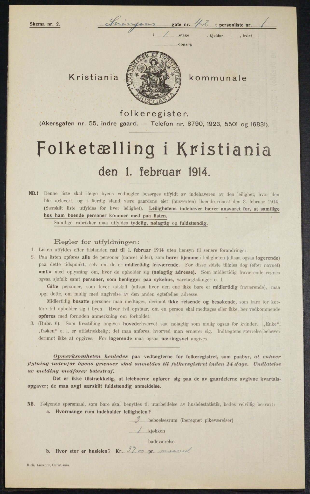 OBA, Municipal Census 1914 for Kristiania, 1914, p. 106915