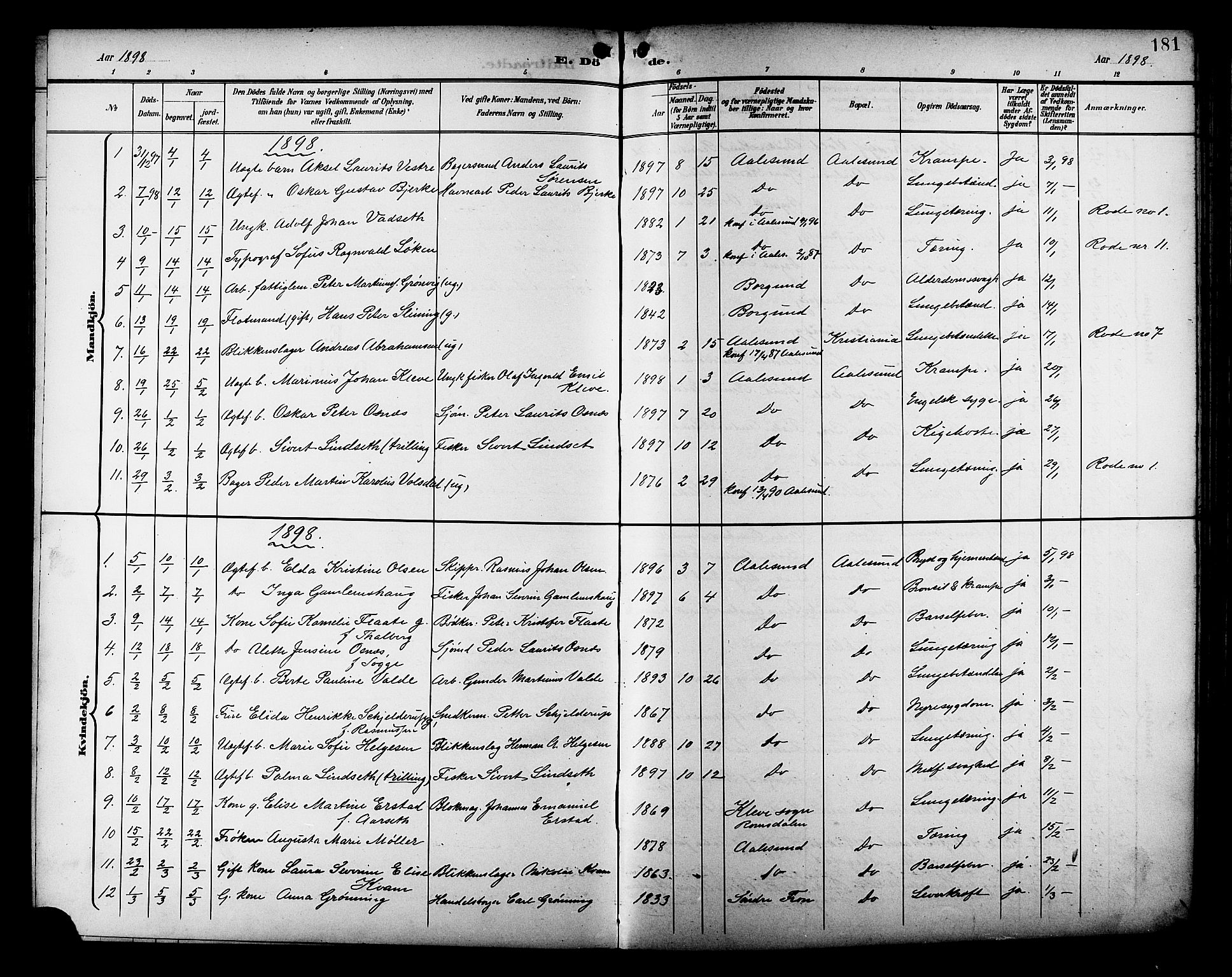 Ministerialprotokoller, klokkerbøker og fødselsregistre - Møre og Romsdal, AV/SAT-A-1454/529/L0469: Parish register (copy) no. 529C06, 1898-1906, p. 181