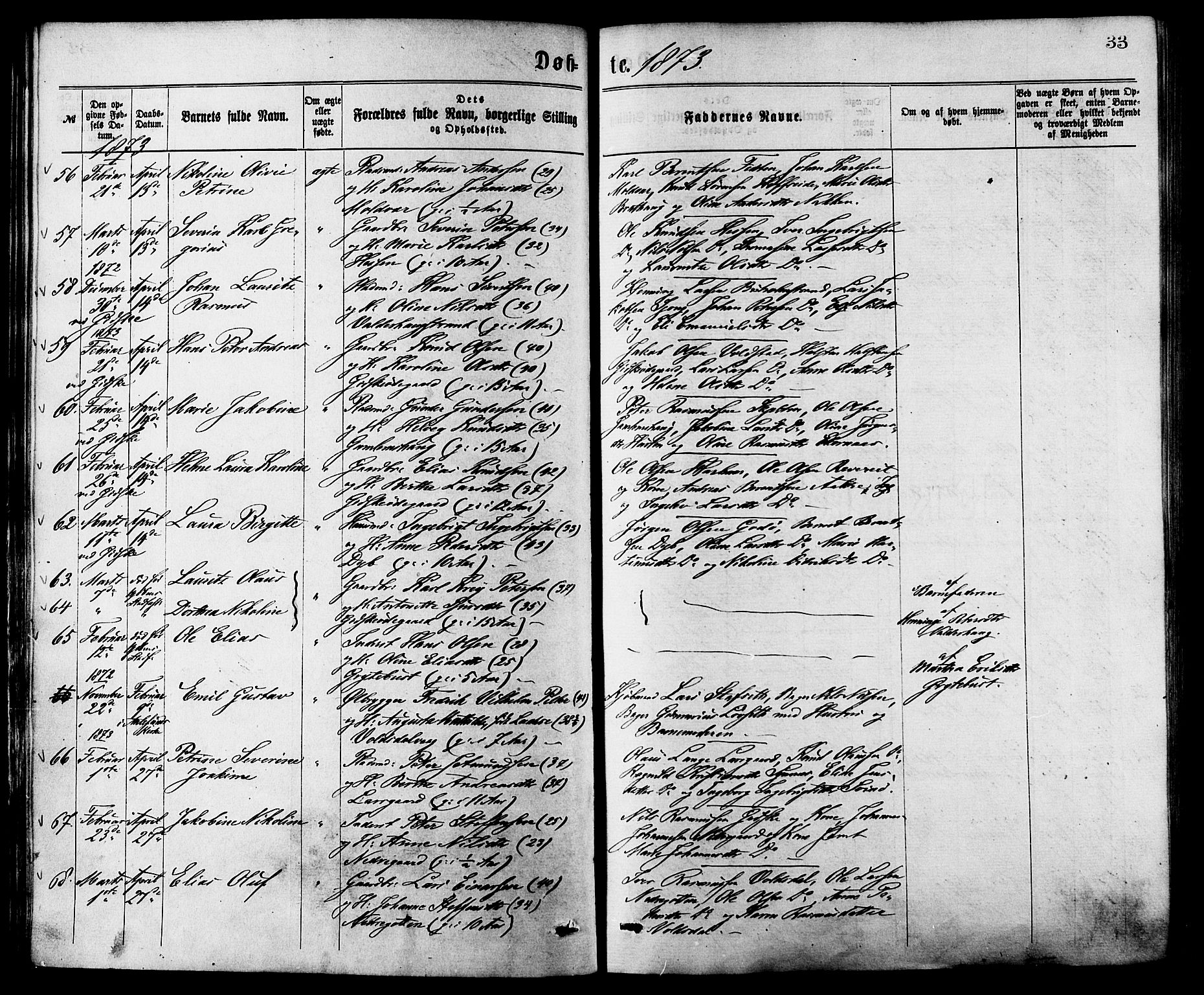 Ministerialprotokoller, klokkerbøker og fødselsregistre - Møre og Romsdal, AV/SAT-A-1454/528/L0400: Parish register (official) no. 528A11, 1871-1879, p. 33