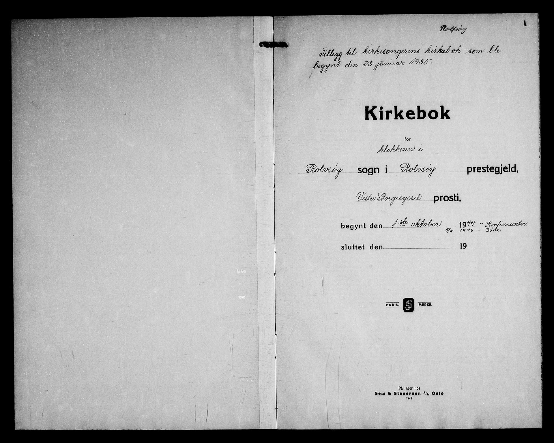 Rolvsøy prestekontor Kirkebøker, SAO/A-2004/G/Ga/L0004: Parish register (copy) no. 4, 1944-1949, p. 1