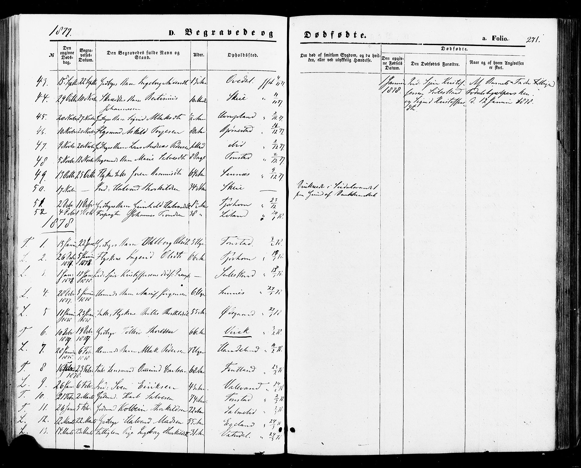 Sirdal sokneprestkontor, SAK/1111-0036/F/Fa/Fab/L0003: Parish register (official) no. A 3, 1874-1886, p. 271