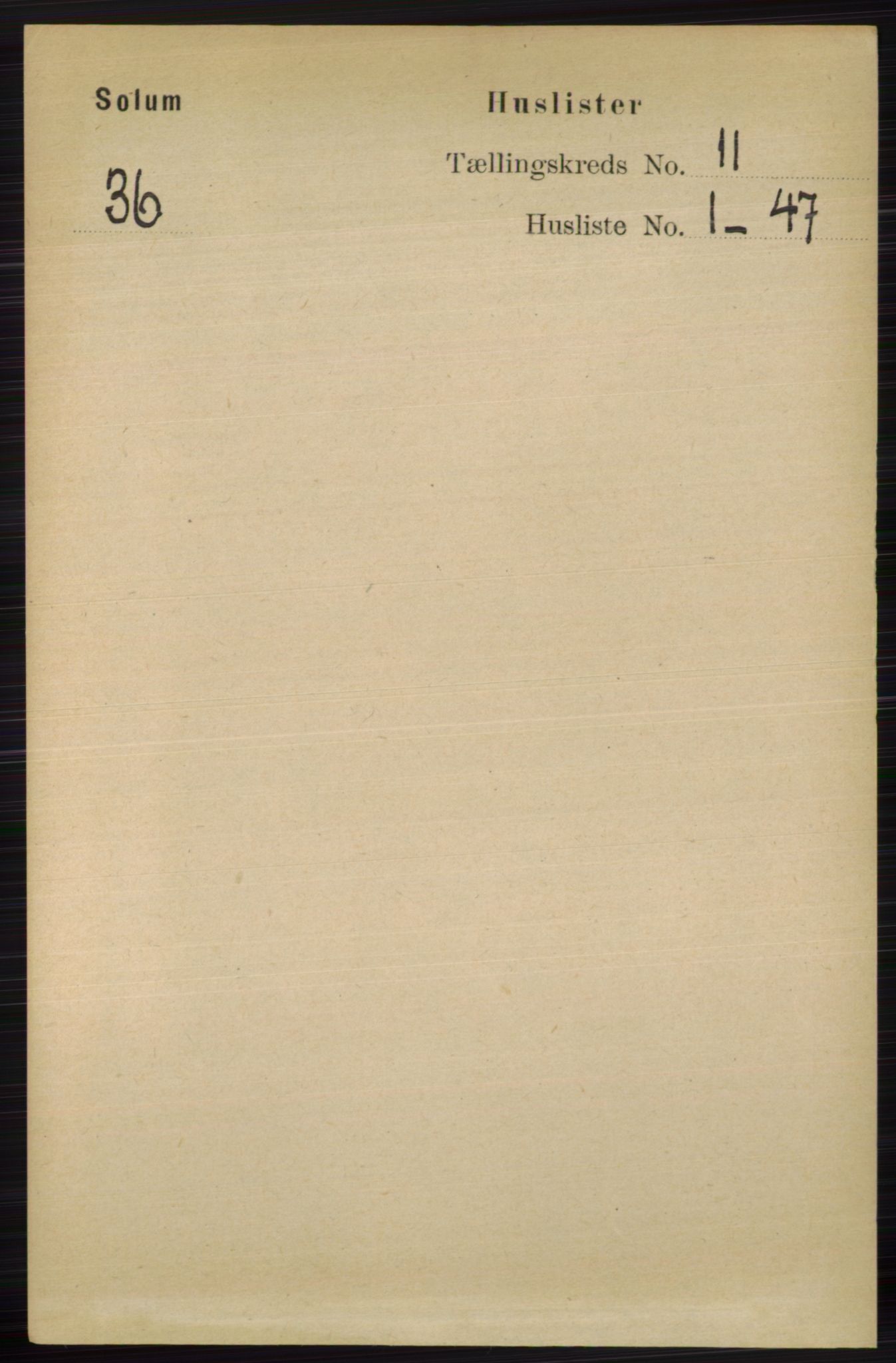 RA, 1891 census for 0818 Solum, 1891, p. 5236