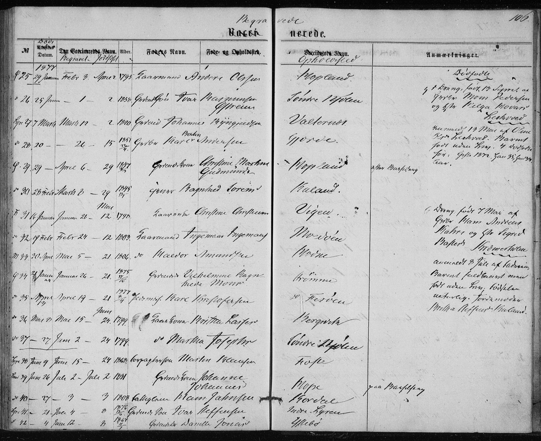 Lindås Sokneprestembete, AV/SAB-A-76701/H/Haa/Haaa/L0017: Parish register (official) no. A 17, 1874-1877, p. 106