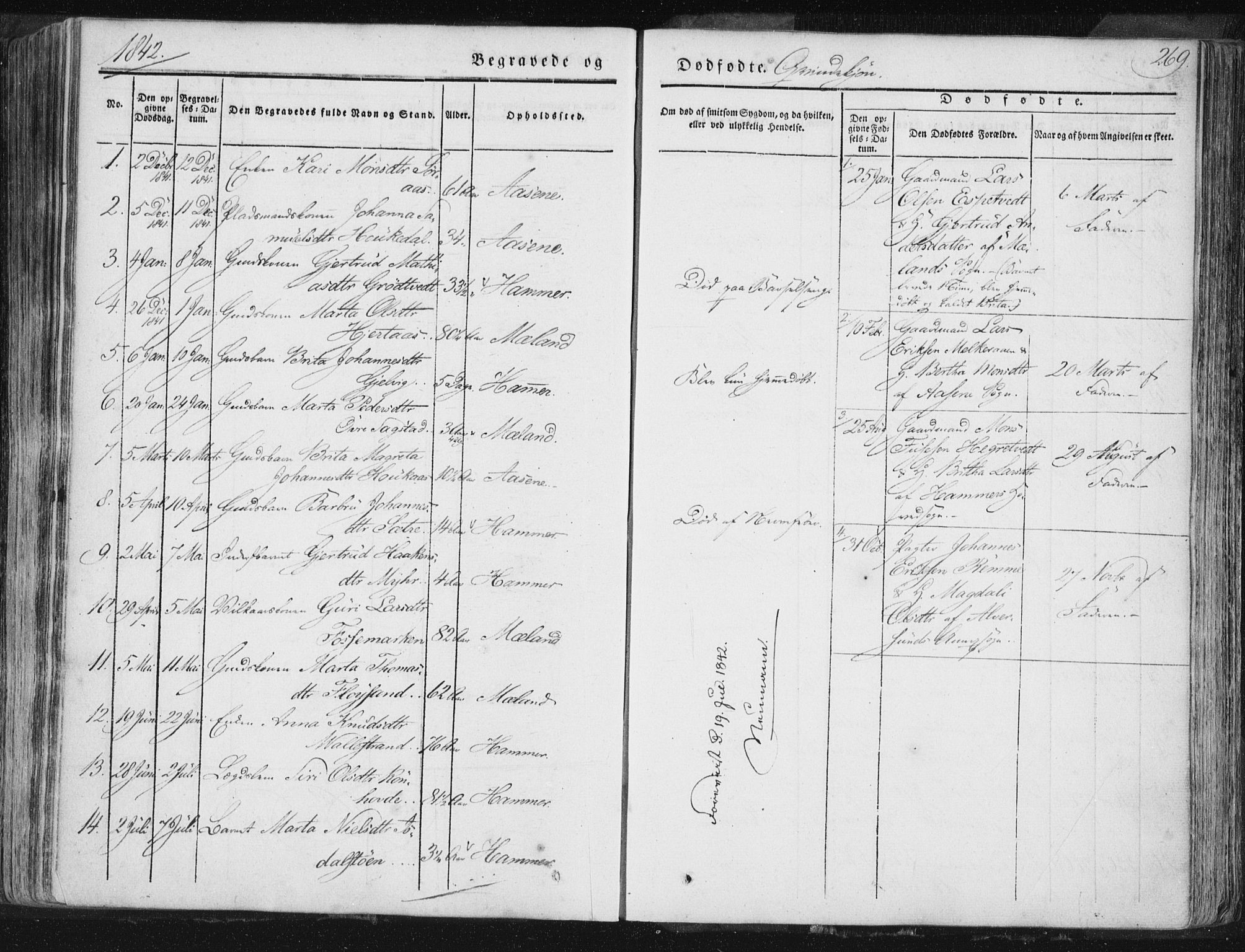 Hamre sokneprestembete, SAB/A-75501/H/Ha/Haa/Haaa/L0012: Parish register (official) no. A 12, 1834-1845, p. 269