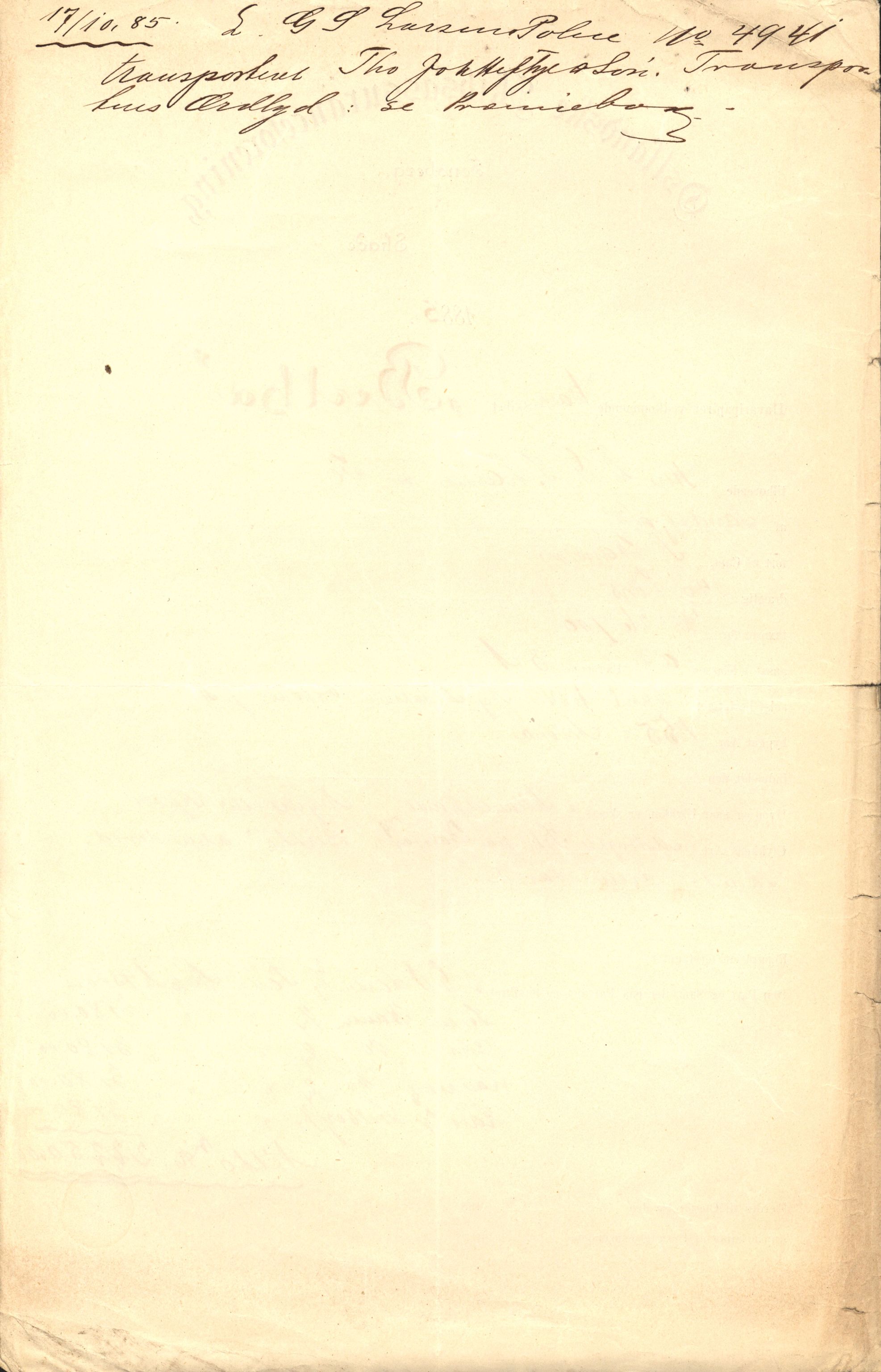 Pa 63 - Østlandske skibsassuranceforening, VEMU/A-1079/G/Ga/L0018/0011: Havaridokumenter / Bertha, Bonita, Immanuel, Th. Thoresen, India, 1885, p. 2