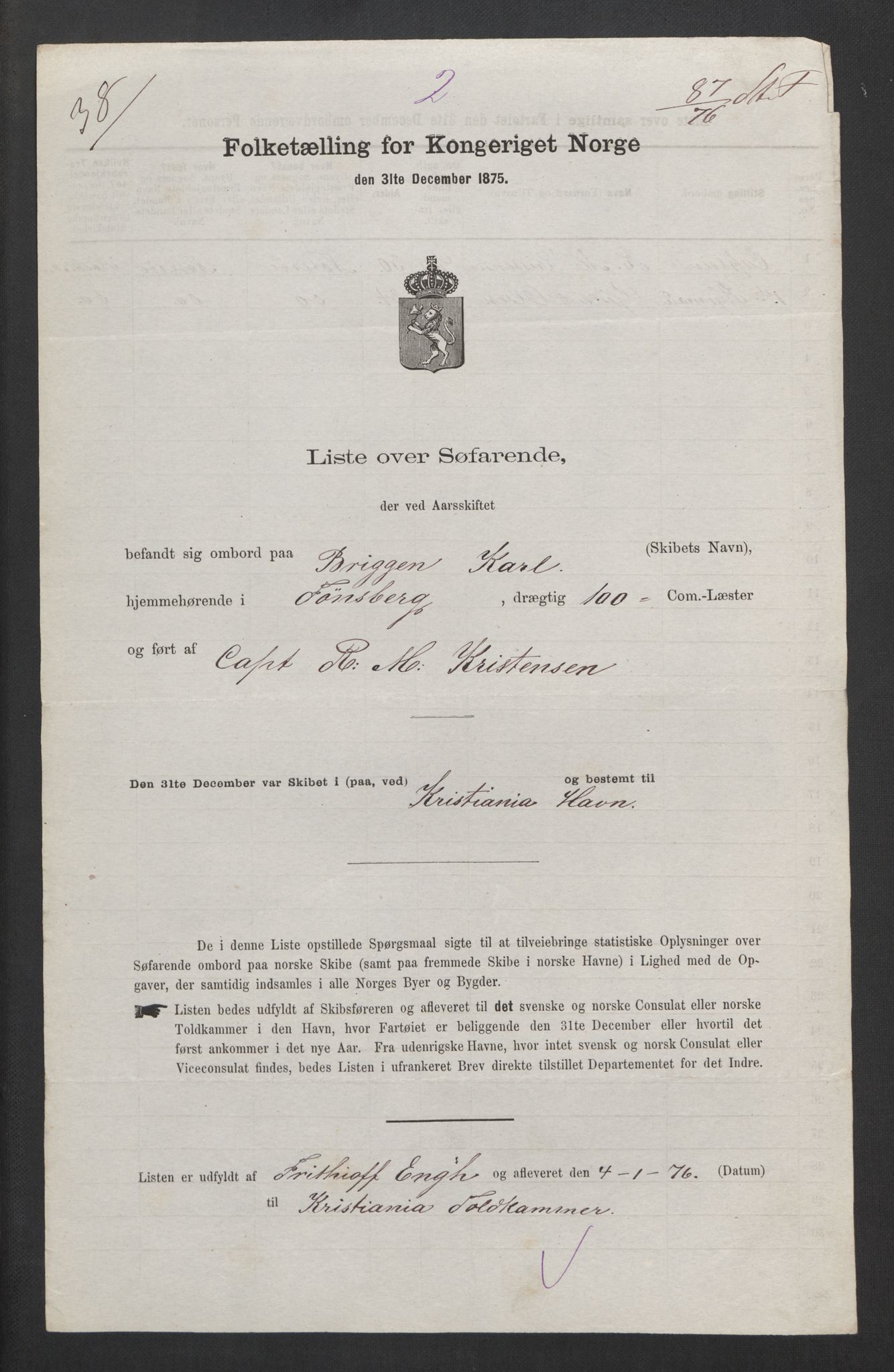 RA, 1875 census, lists of crew on ships: Ships in domestic ports, 1875, p. 199