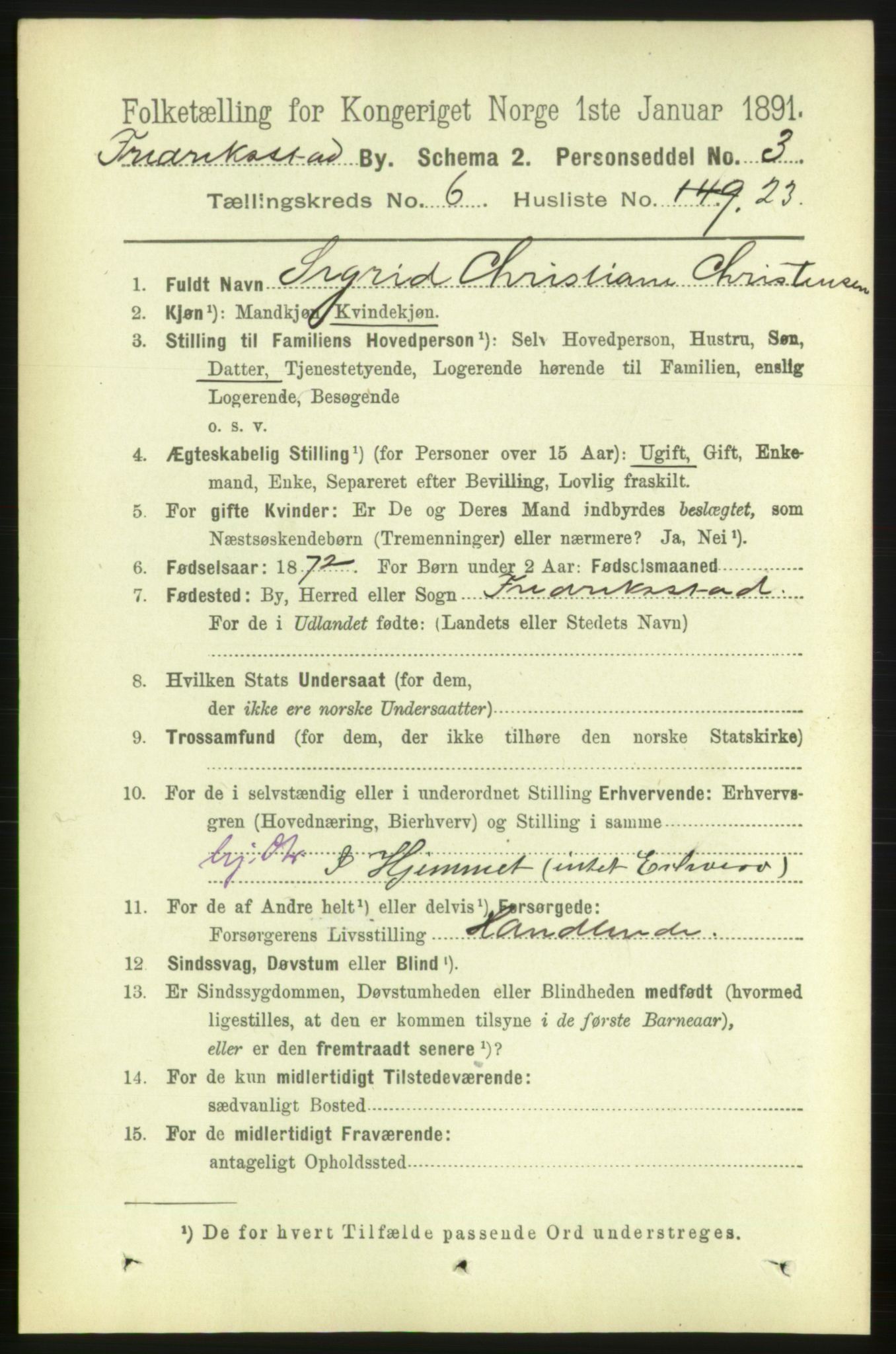 RA, 1891 census for 0103 Fredrikstad, 1891, p. 7839