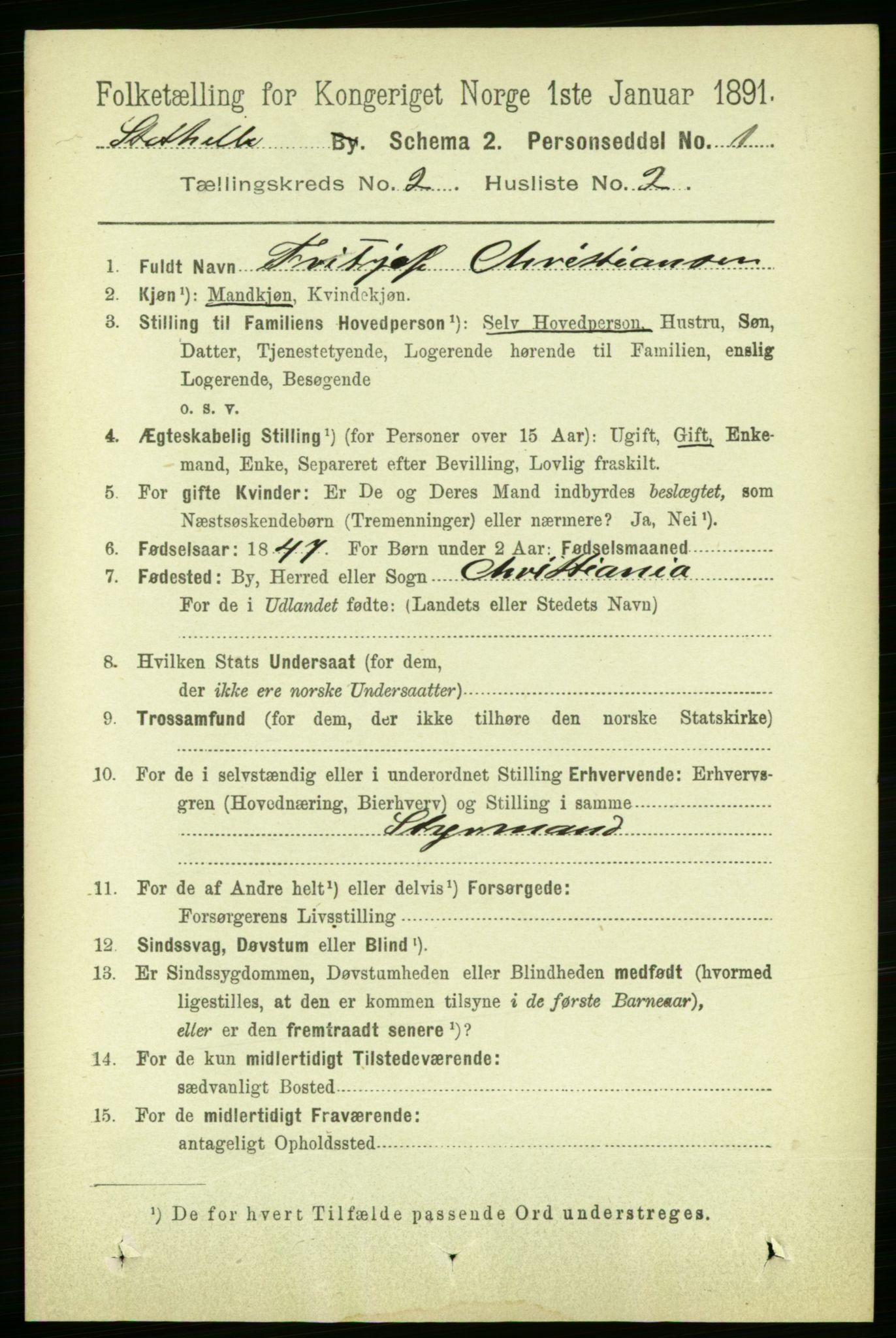 RA, 1891 census for 0803 Stathelle, 1891, p. 226