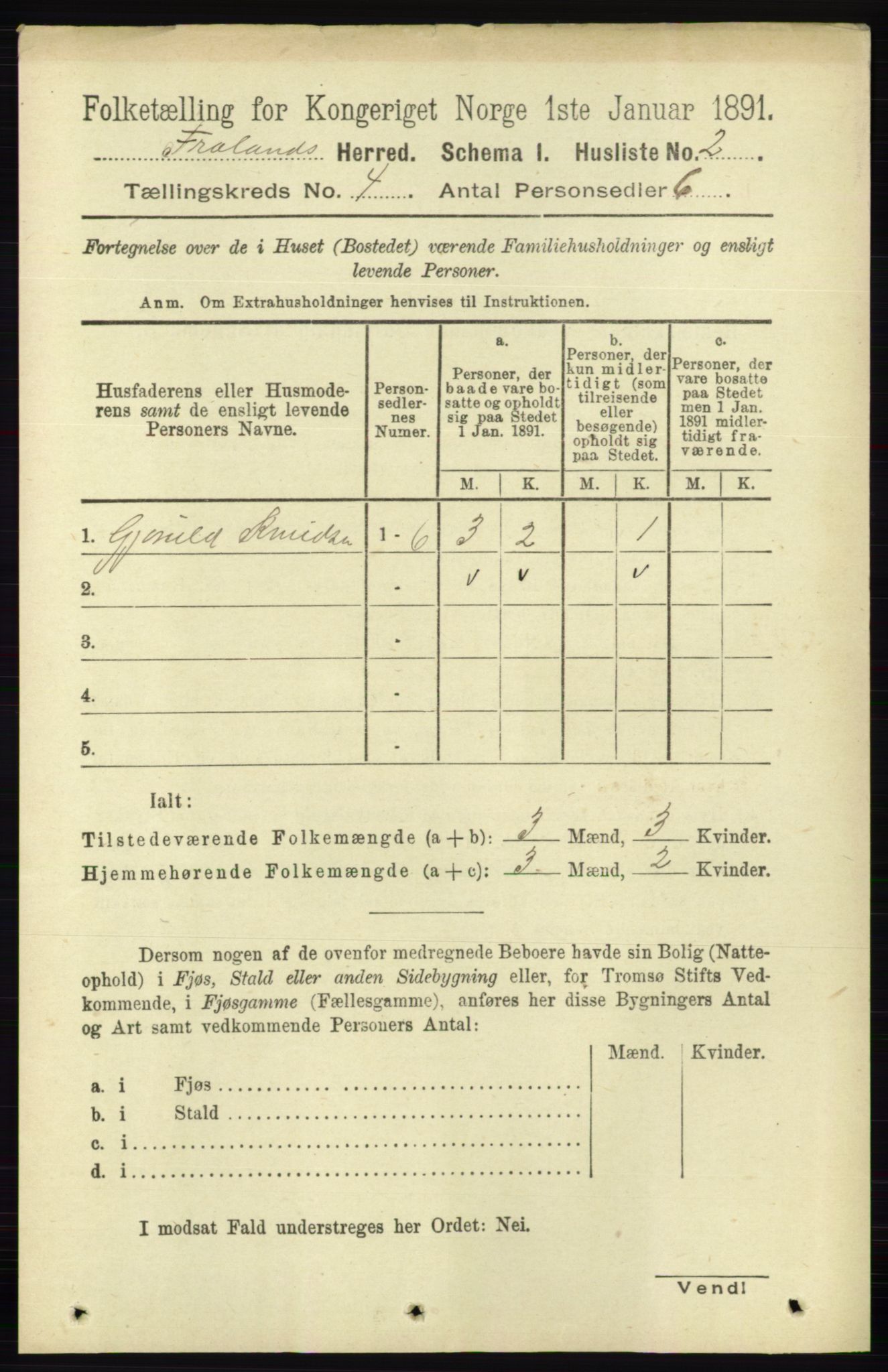 RA, 1891 census for 0919 Froland, 1891, p. 1332