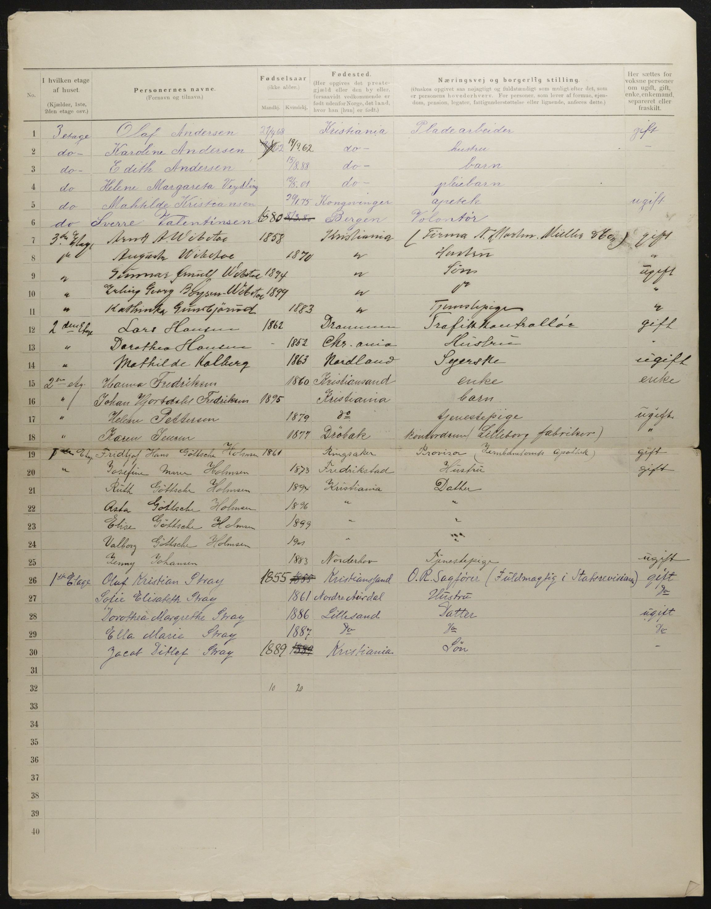 OBA, Municipal Census 1901 for Kristiania, 1901, p. 2310