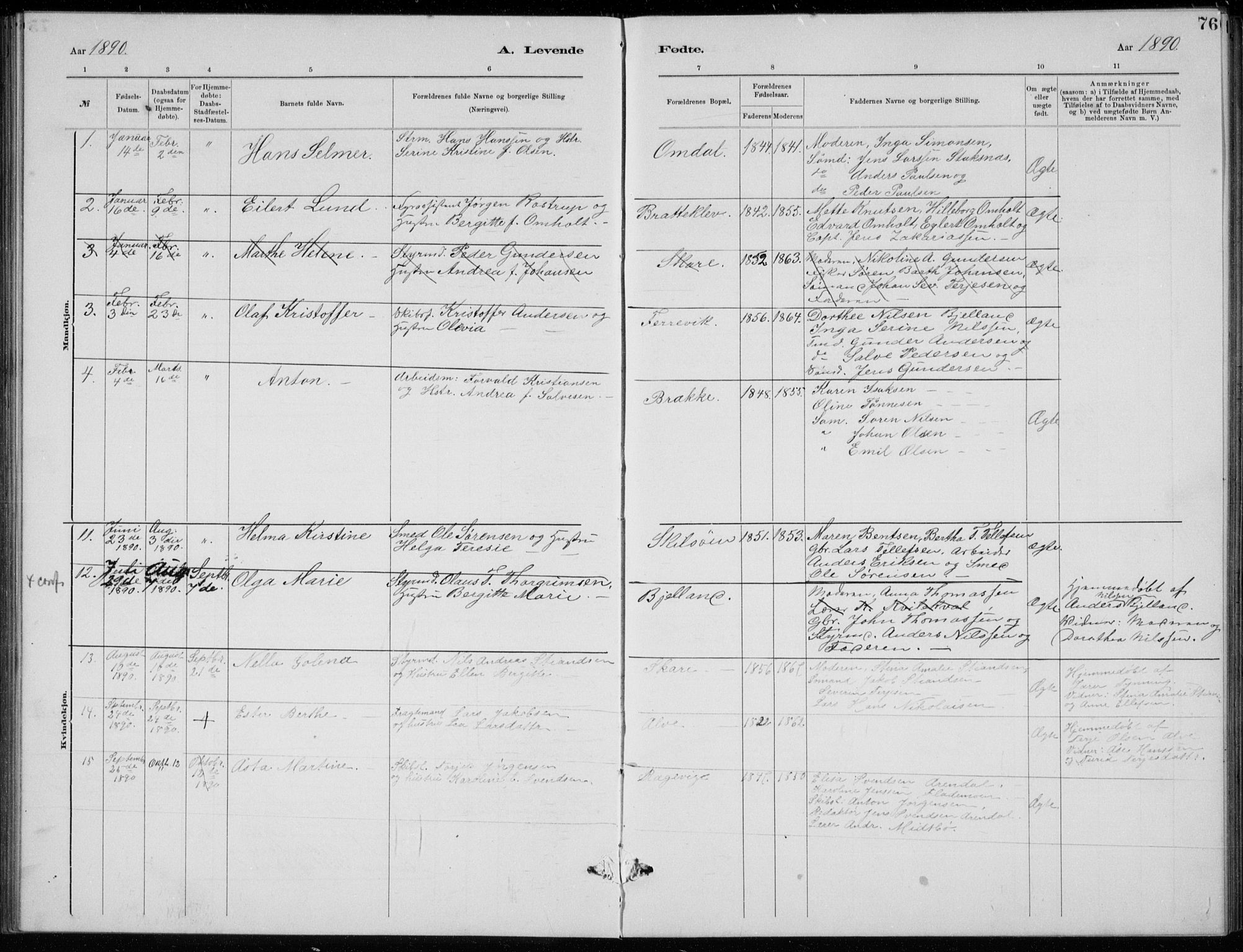 Tromøy sokneprestkontor, AV/SAK-1111-0041/F/Fb/L0005: Parish register (copy) no. B 5, 1877-1891, p. 76