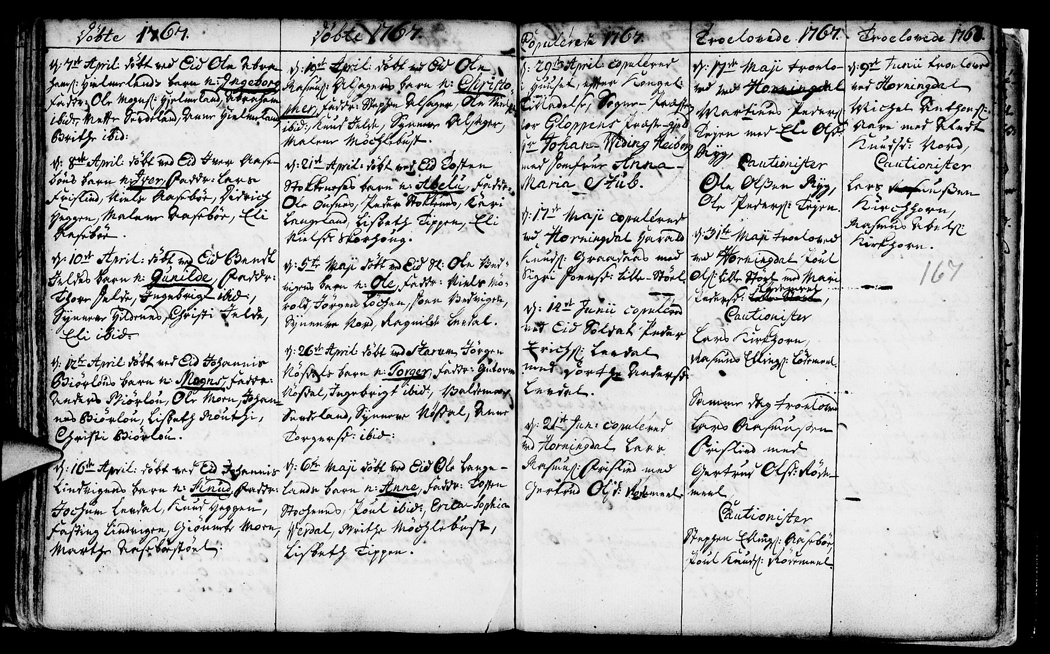 Eid sokneprestembete, AV/SAB-A-82301/H/Haa/Haaa/L0002: Parish register (official) no. A 2, 1741-1769, p. 167