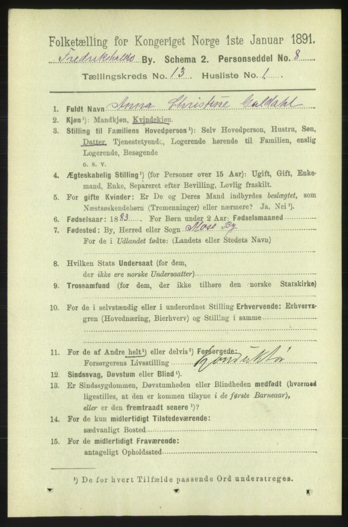 RA, 1891 census for 0101 Fredrikshald, 1891, p. 8793