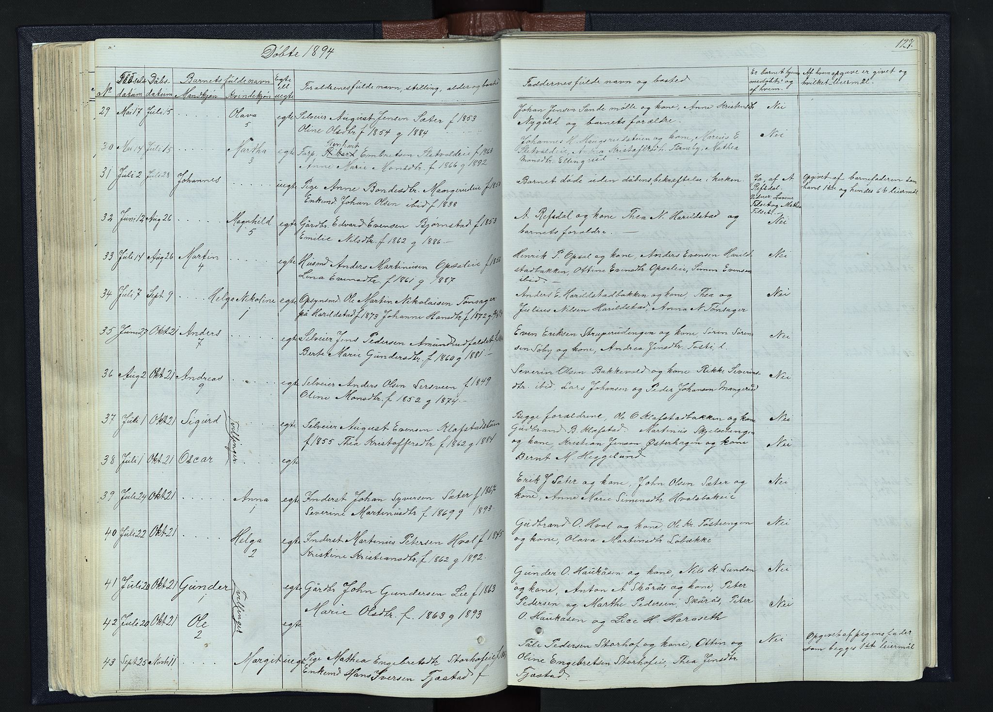 Romedal prestekontor, SAH/PREST-004/L/L0010: Parish register (copy) no. 10, 1860-1895, p. 127