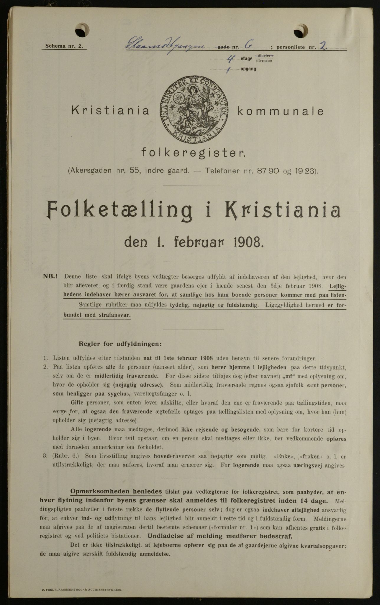 OBA, Municipal Census 1908 for Kristiania, 1908, p. 87272