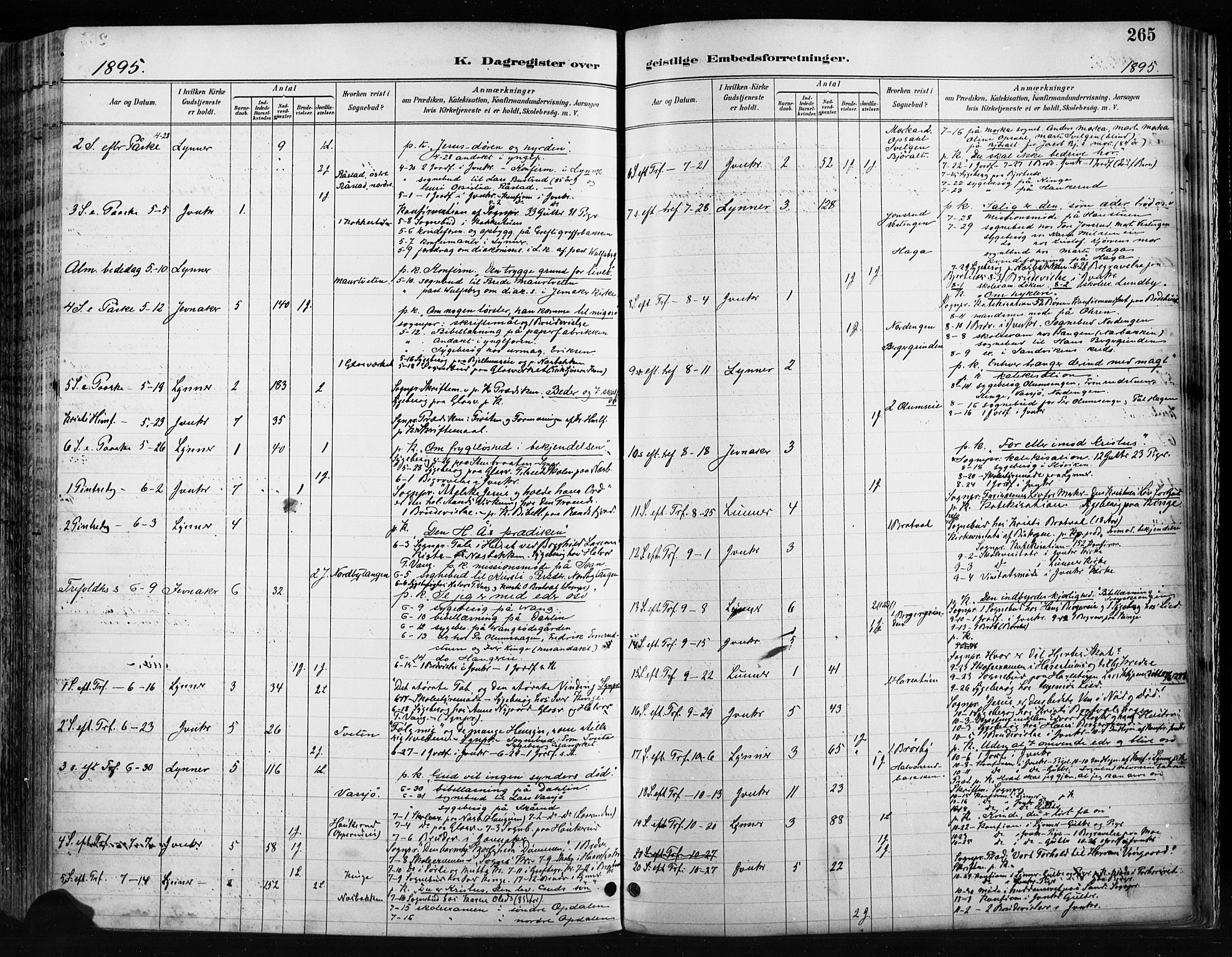 Jevnaker prestekontor, SAH/PREST-116/H/Ha/Haa/L0009: Parish register (official) no. 9, 1891-1901, p. 265