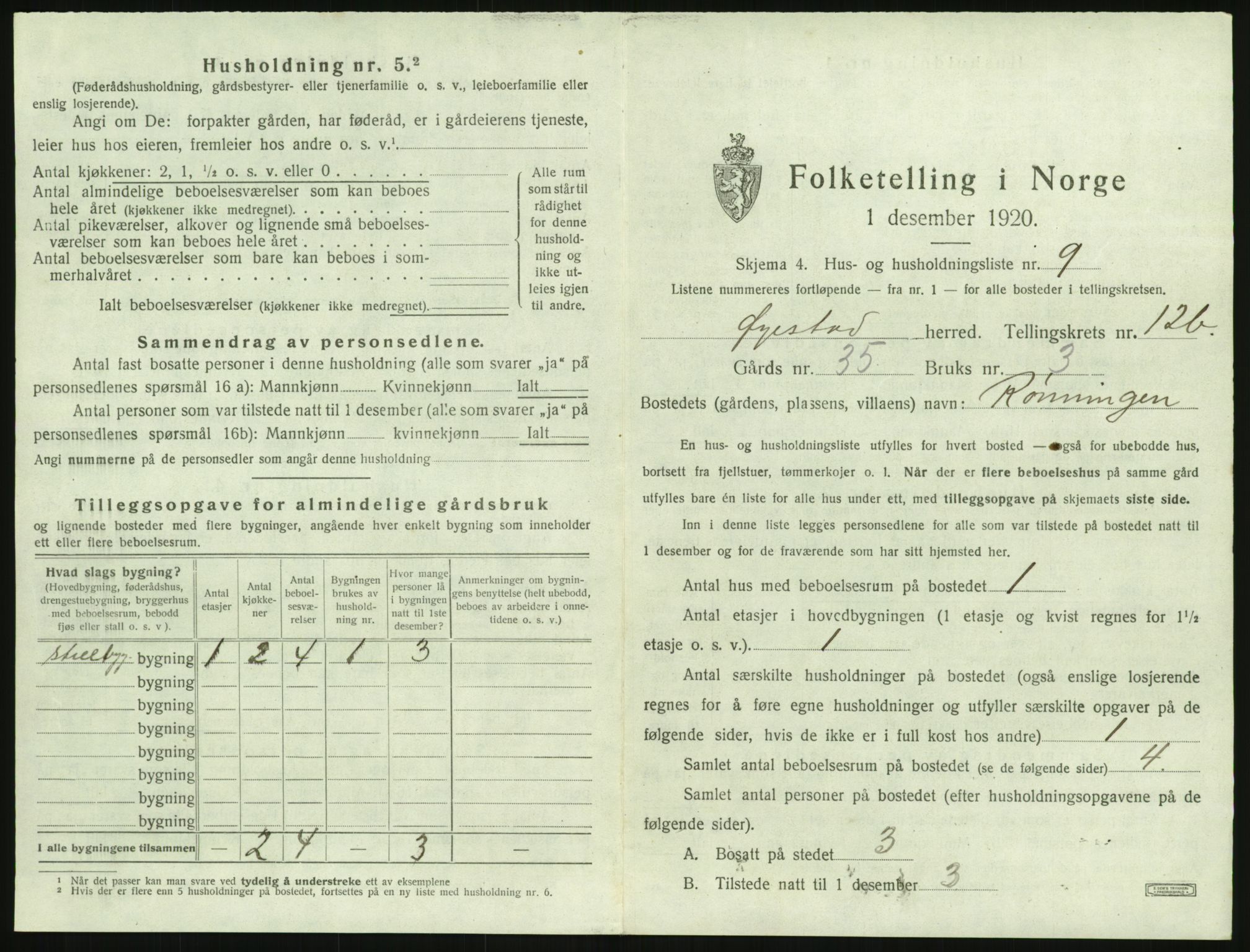 SAK, 1920 census for Øyestad, 1920, p. 1232