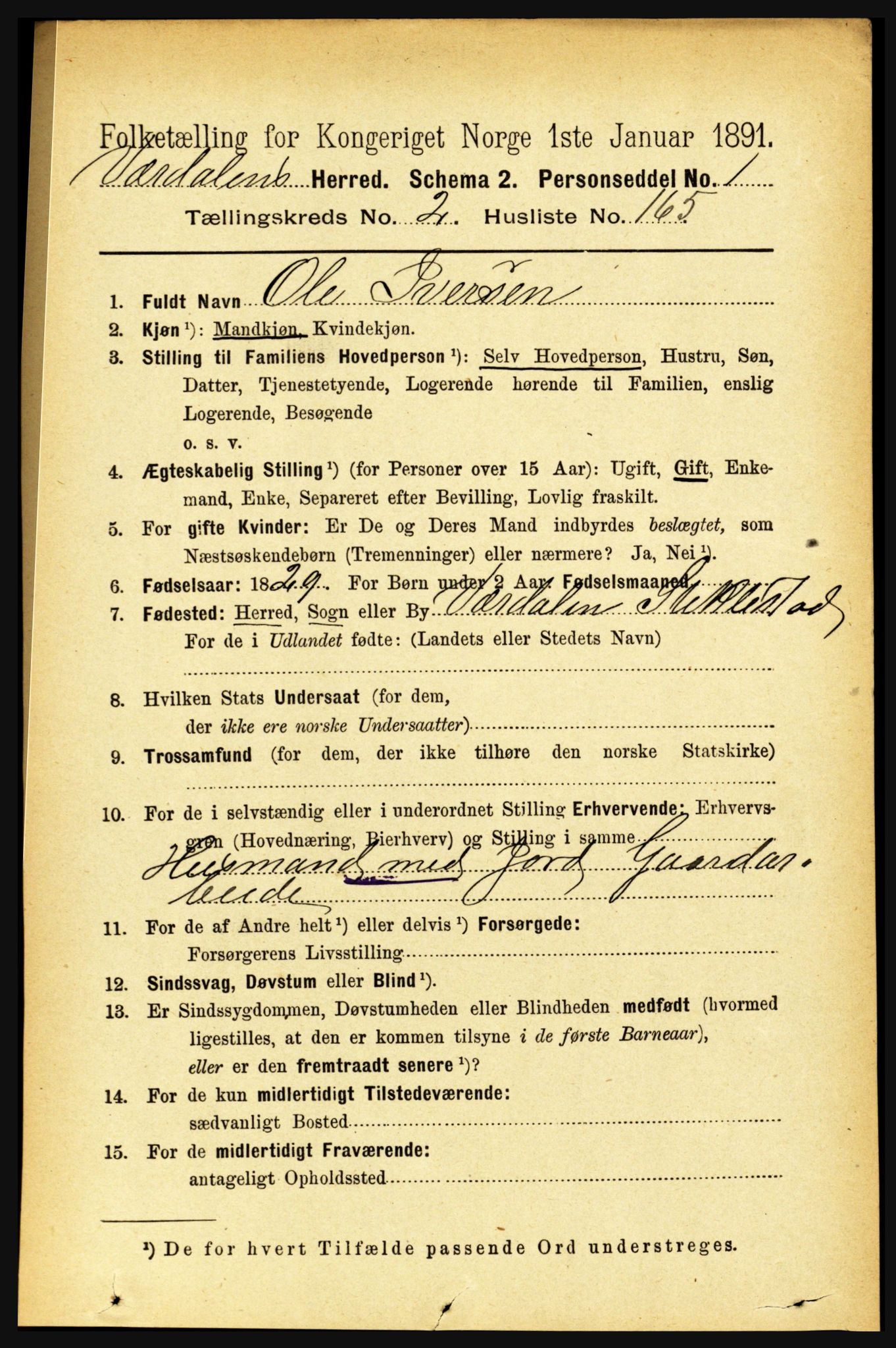 RA, 1891 census for 1721 Verdal, 1891, p. 1641