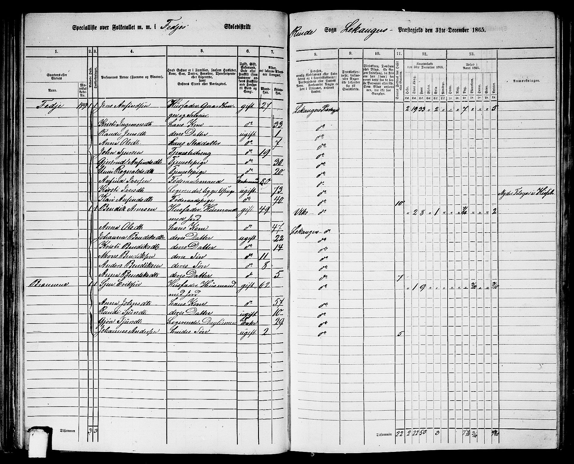 RA, 1865 census for Leikanger, 1865, p. 58